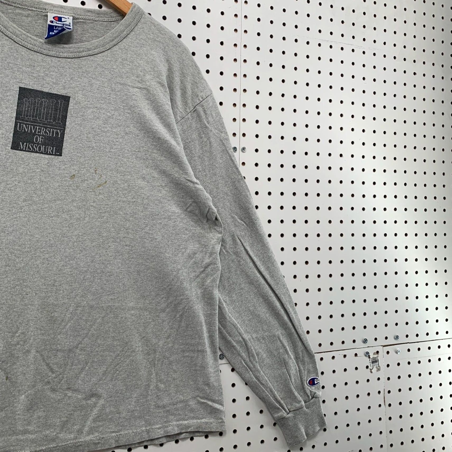 Champion VINTAGE Champion University Shirt Long Sleeve Adult Large Gray 90s MU 1990s Mens Size US L / EU 52-54 / 3 - 4 Thumbnail