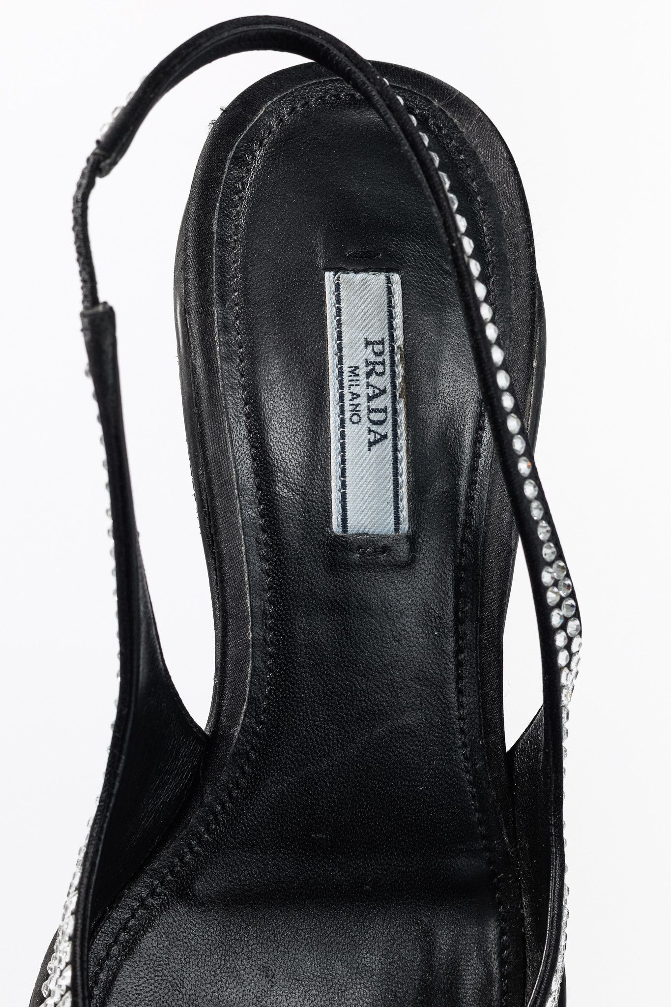 Prada Prada Black Satin Crystal Sling-Back Pumps Size US 6.5 / IT 36.5 - 9 Thumbnail