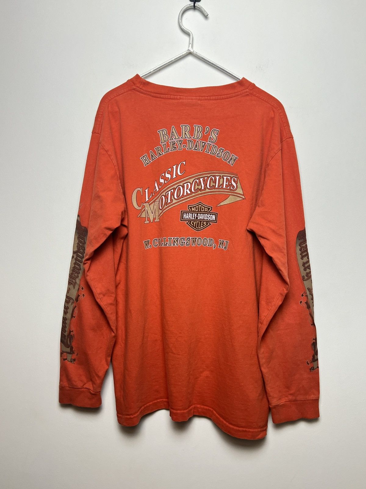 harley davidson y2k prison orange longsleeve vintage l-xl