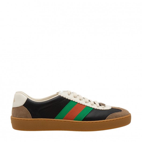 Leather And Suede Web Sneakers