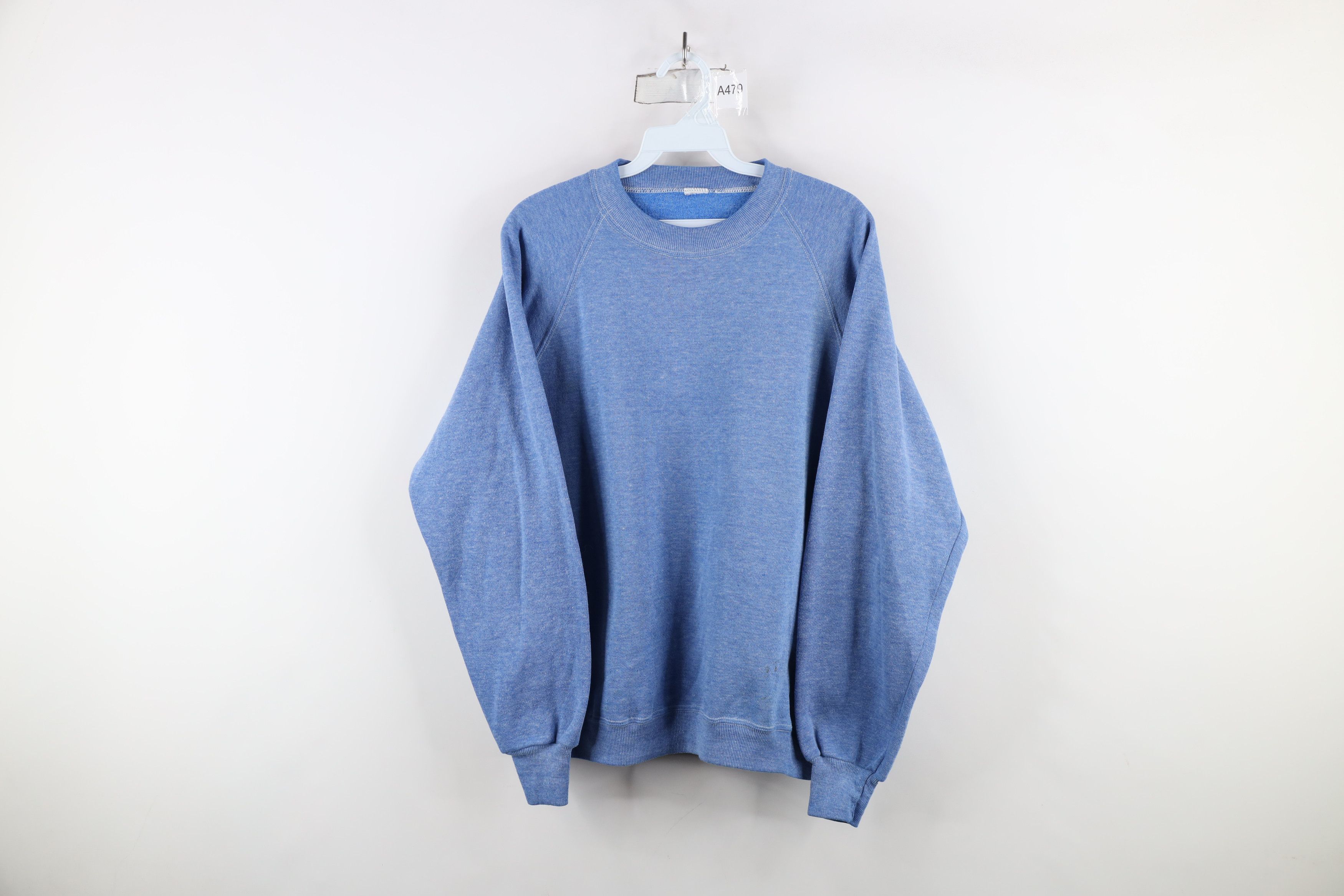 Vintage Vintage 70s Streetwear Boxy Fit Sweatshirt Heather Blue USA Size US M / EU 48-50 / 2 - 1 Thumbnail