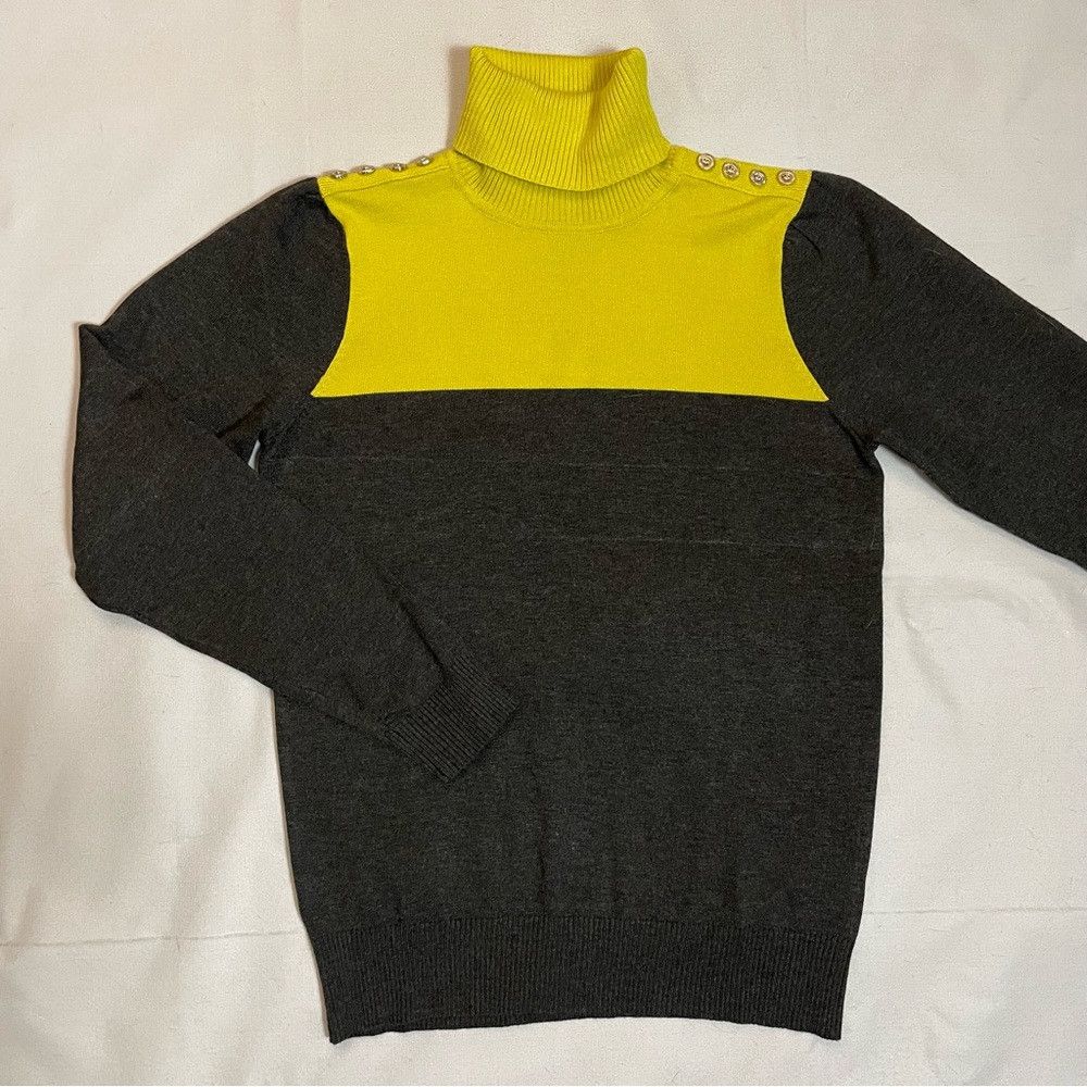 Joseph NWT New Joseph A. Grey Olive Colorblock Knit Pullover Turtl Size S / US 4 / IT 40 - 5 Thumbnail