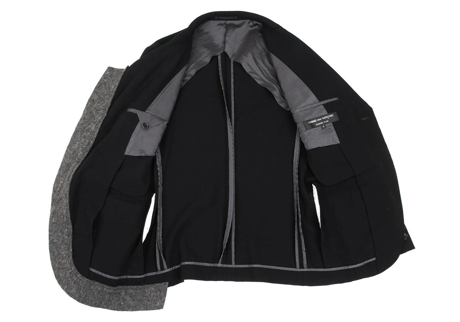 Comme des Garcons Homme Plus Felt Wool Paste Design 1B Jacket in Black Gray Size S Size US S / EU 44-46 / 1 - 15 Thumbnail