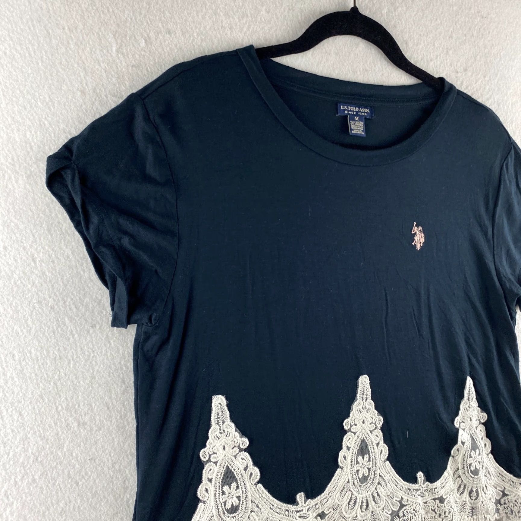 Vintage US Polo Assn Shirt Womens M Blue Crochet Embroidered Cropped Cap Sleeve Shirt Size M / US 6-8 / IT 42-44 - 4 Thumbnail