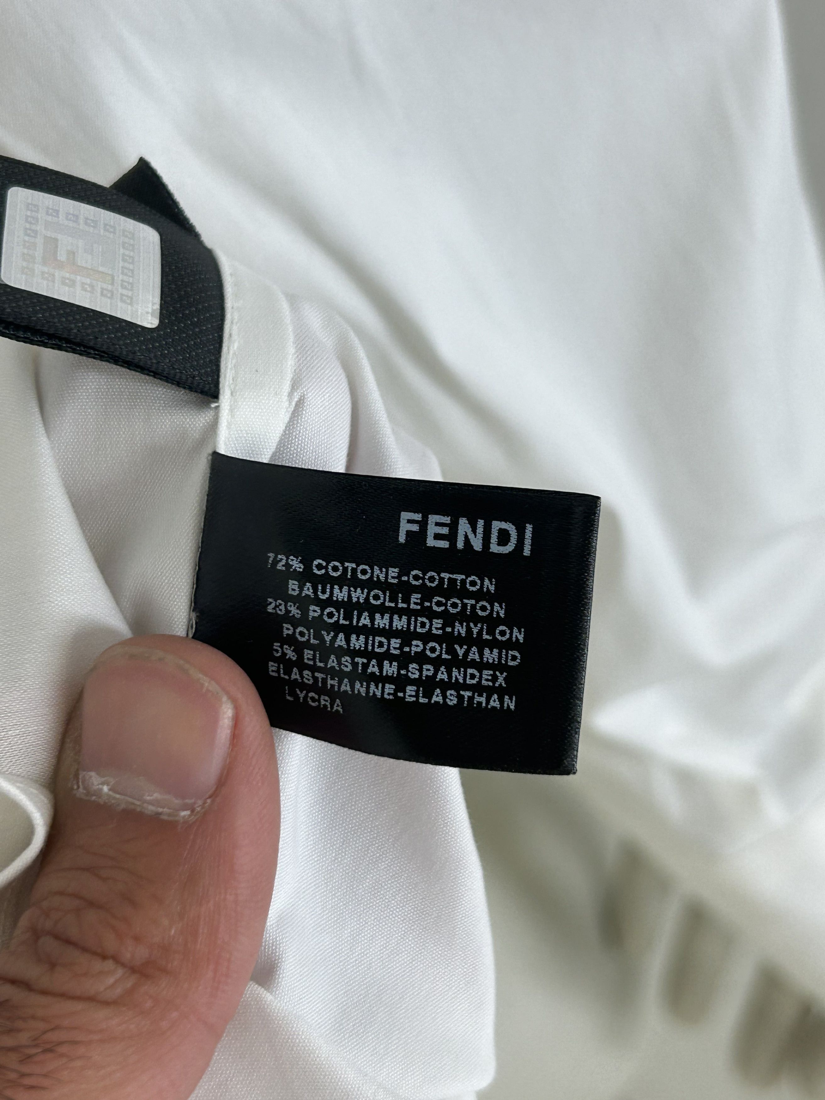 Fendi FENDI WHITE POPELINE COTTON SLIM FIT SHIRT SIZE 45 Size US XXL / EU 58 / 5 - 6 Thumbnail
