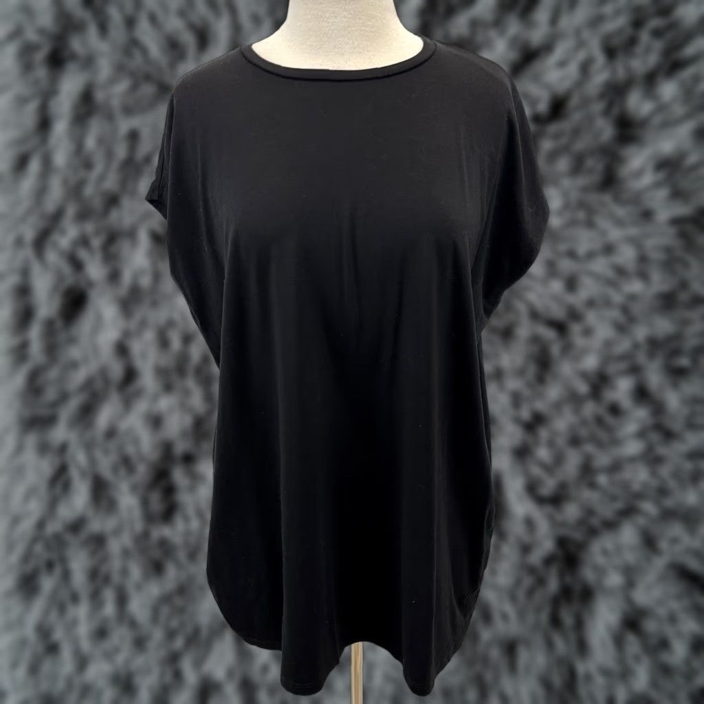 Eileen Fisher VINTAGE Eileen Fisher T-Shirt Tunic Womens Large Black Tencel Blend Minimal Capsule Basic Dolman Sleeve Round Neck Pullover Short Sleeve Casual Womens Size L / US 10 / IT 46 - 1 Thumbnail