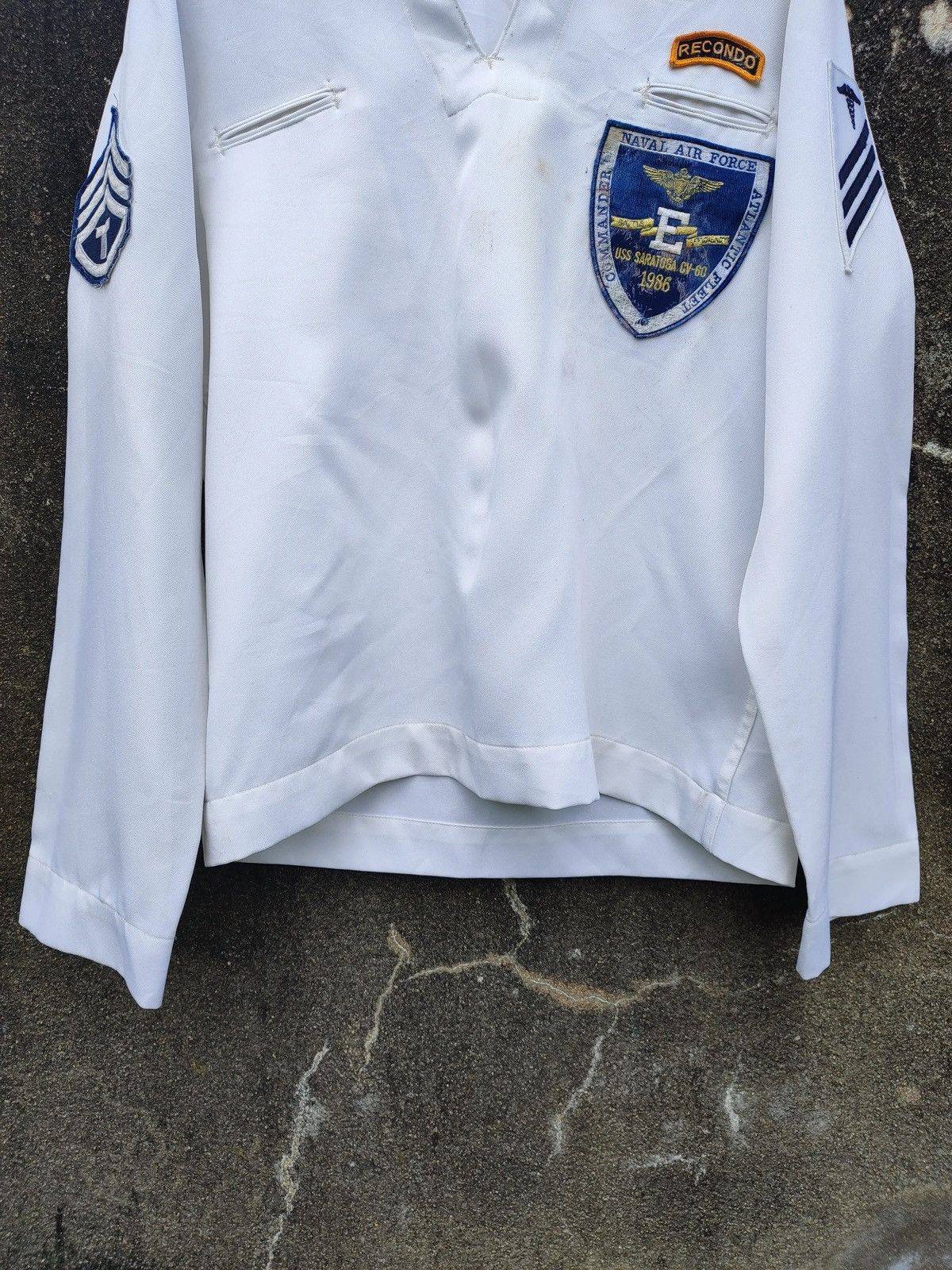 Vintage Vintage U.S. Navy White Sailor Jumper – USAF Captain Patches Size US L / EU 52-54 / 3 - 3 Thumbnail