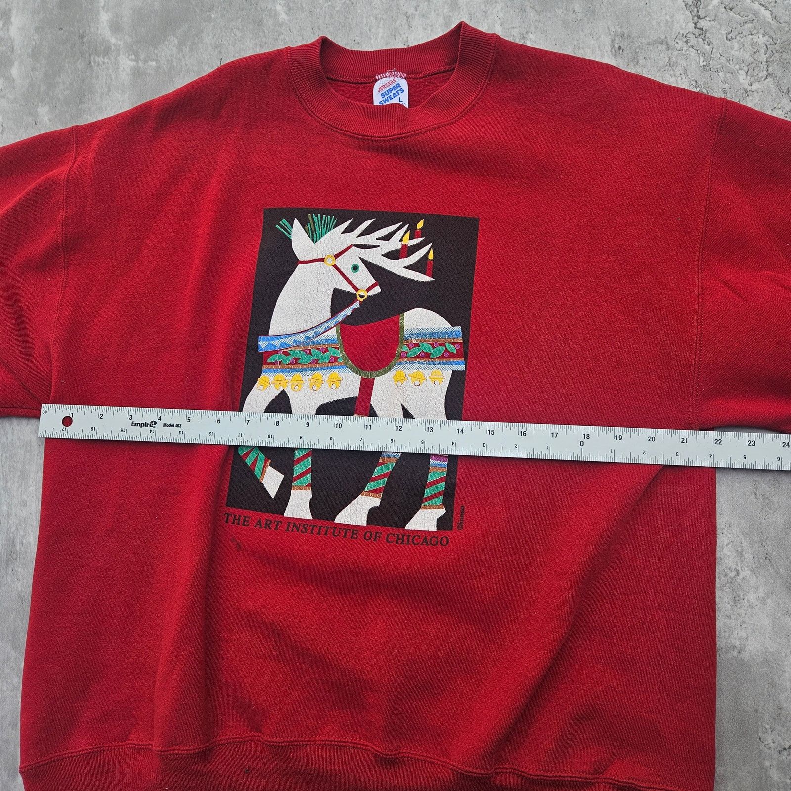 Jerzees Vintage 90s Christmas Art Institute Chicago Pullover Large Size L / US 10 / IT 46 - 4 Thumbnail