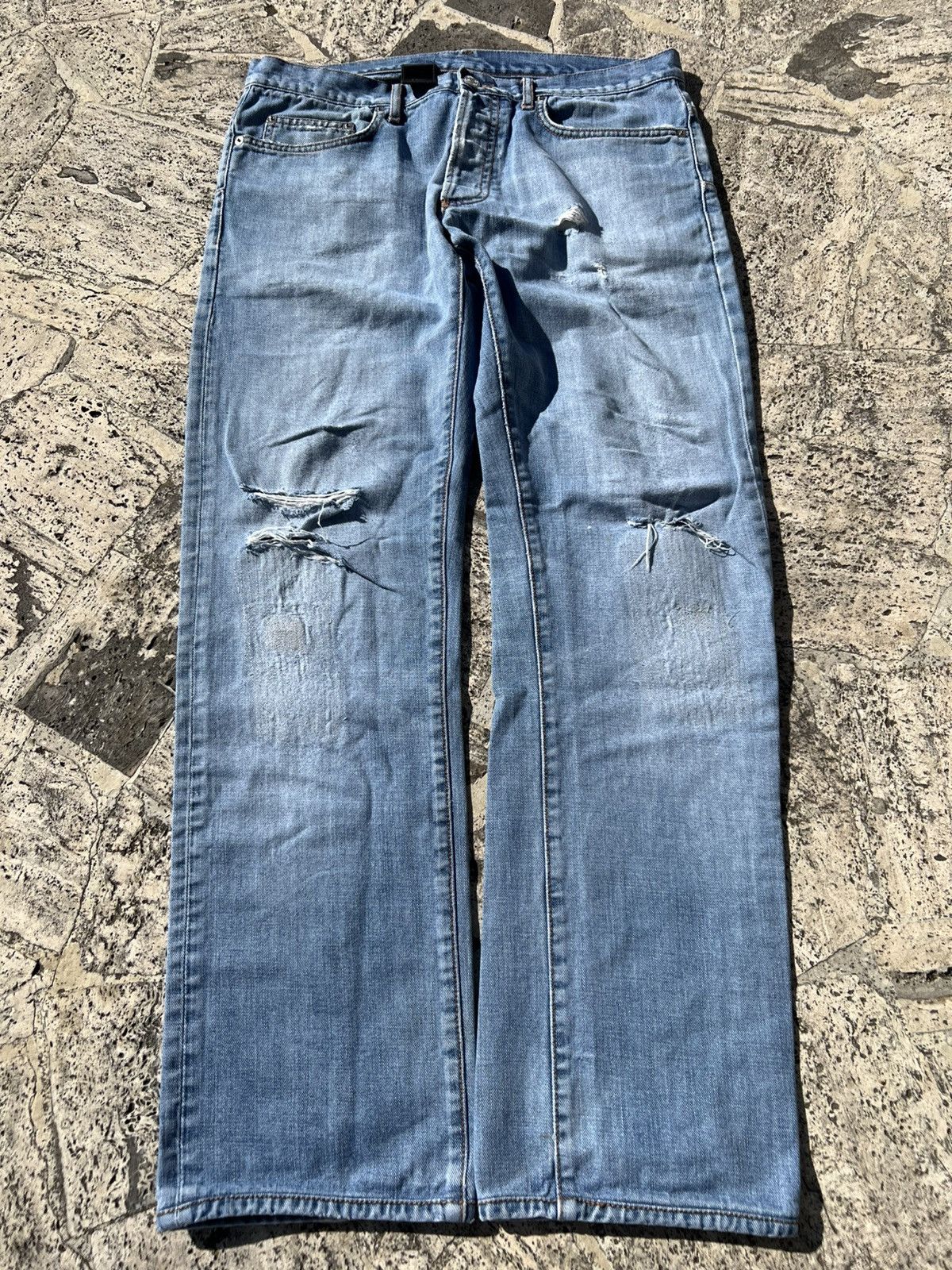 Dior Dior Homme destroyed denim jeans by KVA archive 2000s Size US 33 - 1 Thumbnail