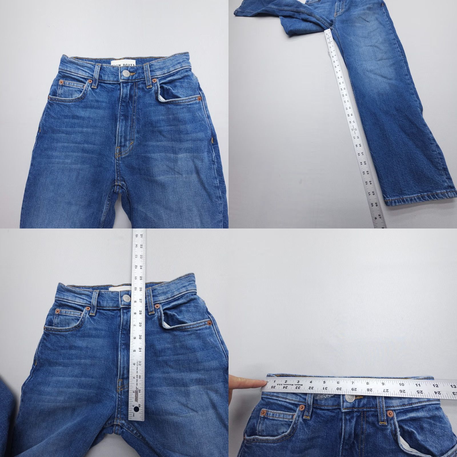 Twin Doves High Rise Ankle Jeans Women Size 24 Blue Stretch Denim USA