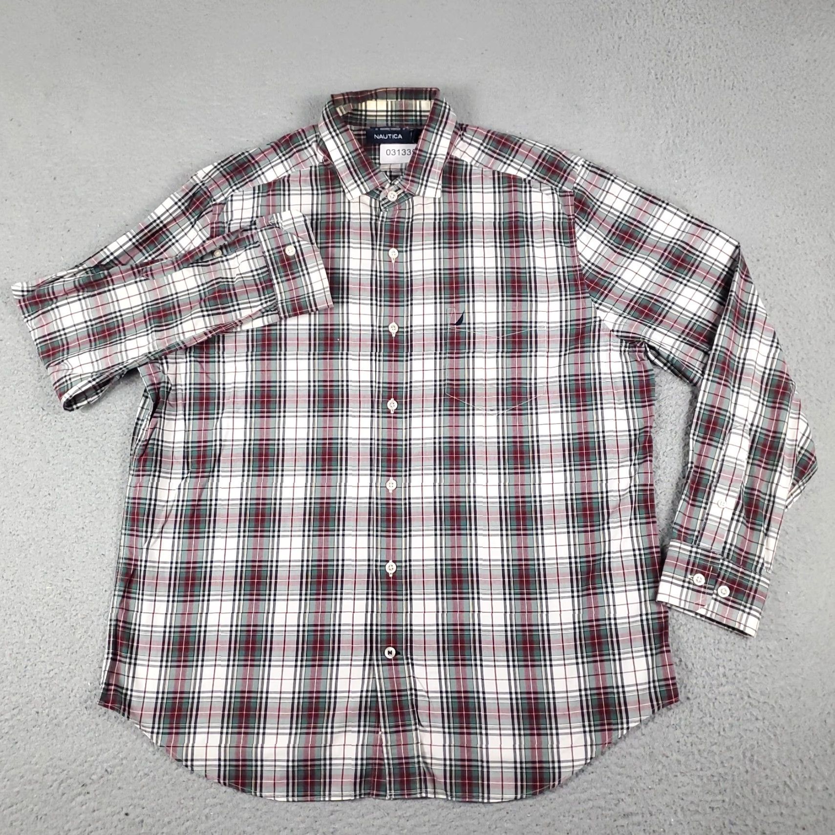Nautica Nautica Shirt Mens Large Gray Red Plaid Button-Up Long Sleeve Casual Business Formal Workwear 90s Modern Preppy Mens Size US L / EU 52-54 / 3 - 3 Thumbnail