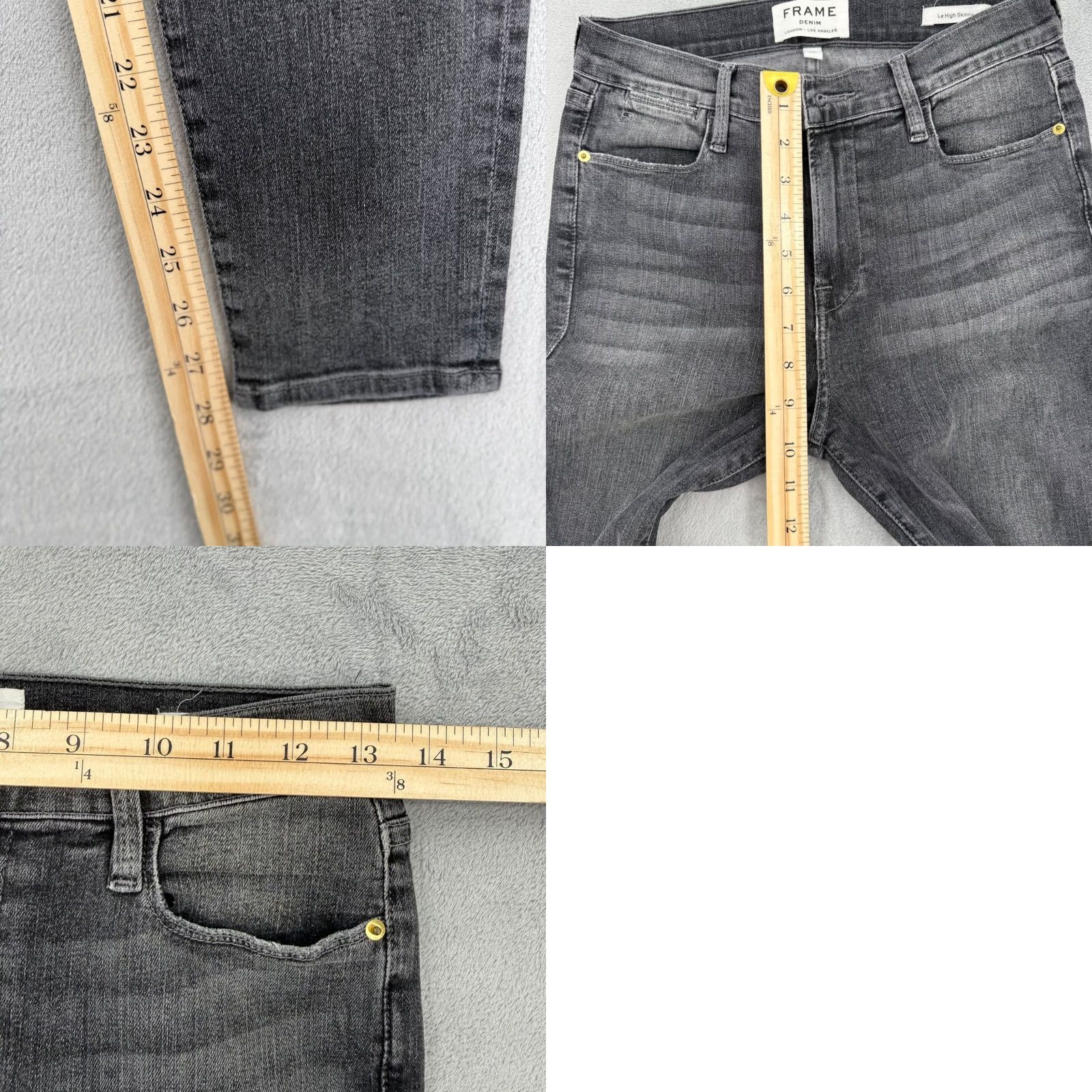 Frame FRAME Denim Le High Skinny Jeans Faded Black Distressed Knee Women's Size 28 Size 28" / US 6 / IT 42 - 9 Thumbnail