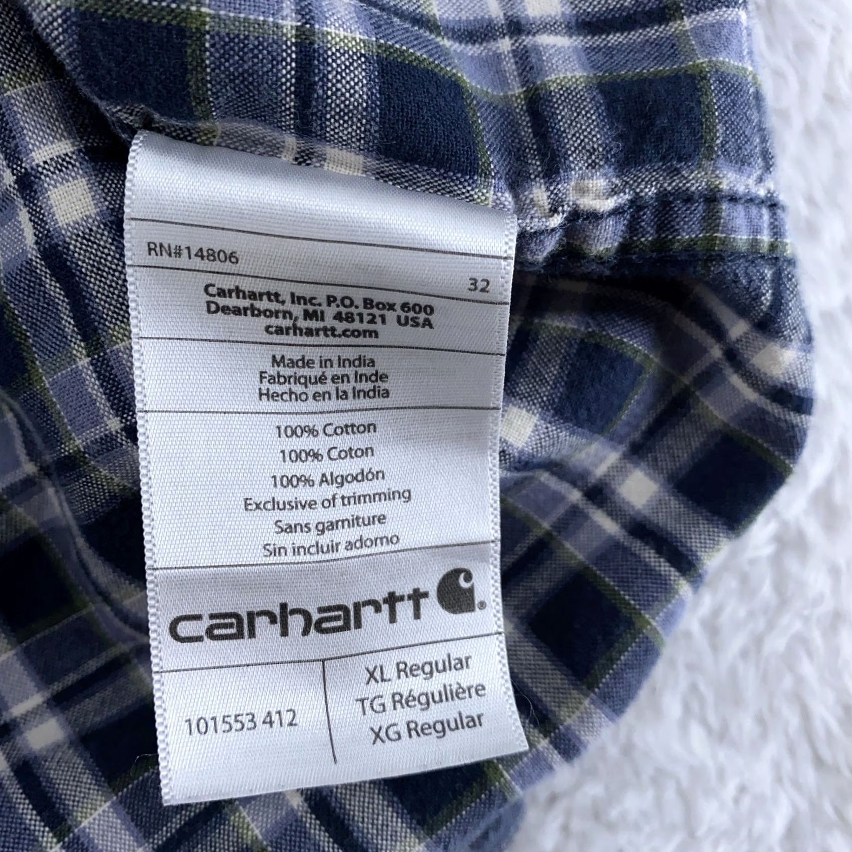 Carhartt Carhartt Shirt Mens XL Blue Plaid Short Sleeve Button Down Relaxed Fit Cotton Size US XL / EU 56 / 4 - 8 Thumbnail