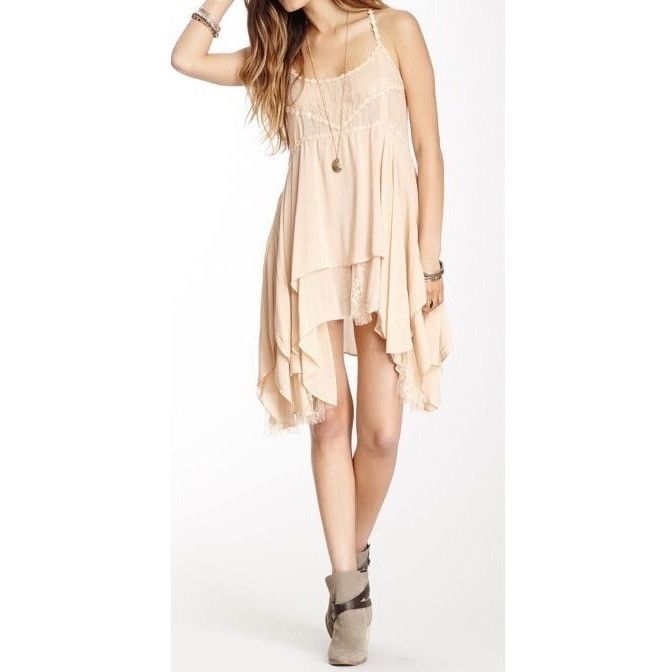 Free People RARE Free People Pieced Together Mini Slip Dress| Boho Indie Size L / US 10 / IT 46 - 15 Thumbnail