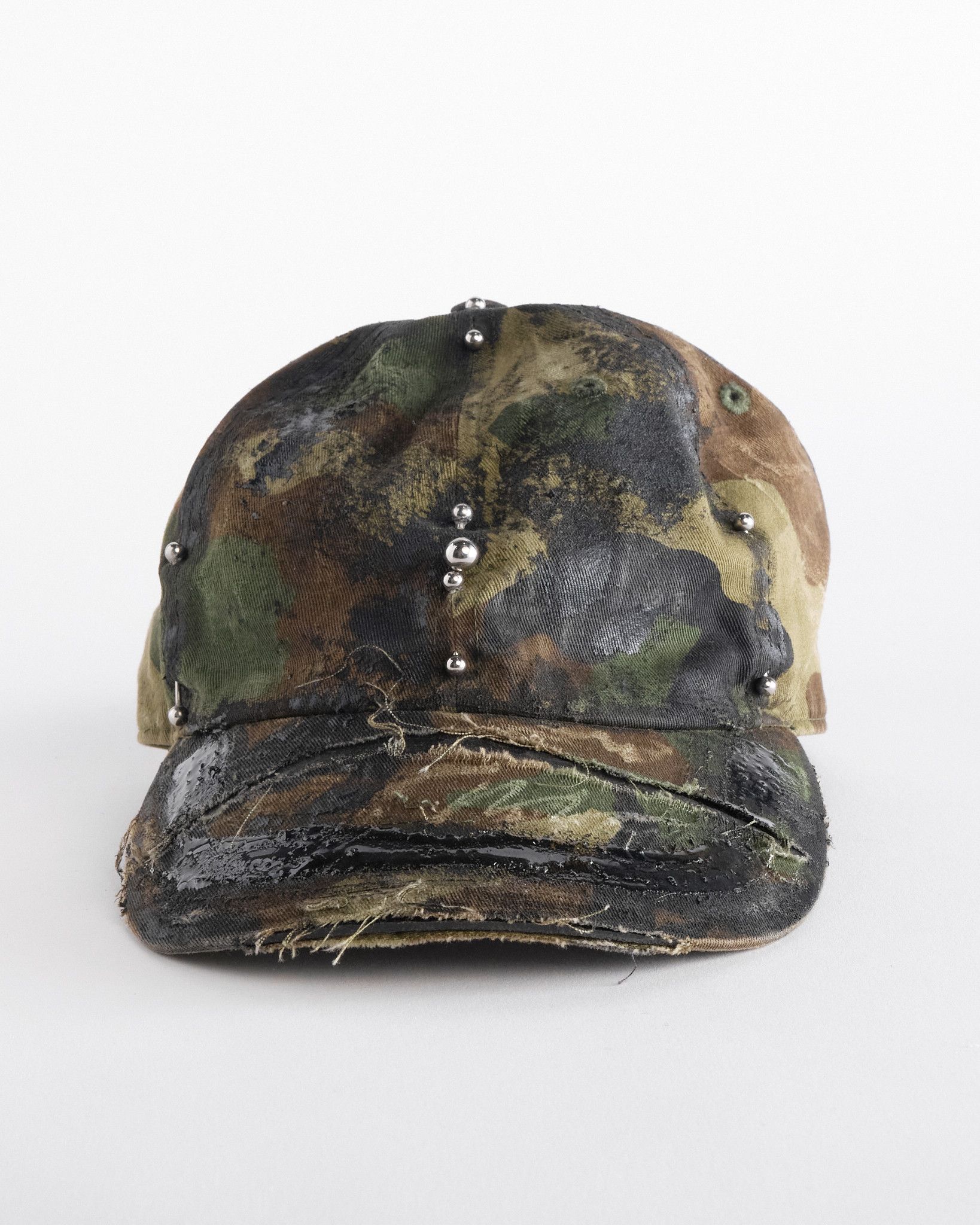 ASTROBOI* 'Troops' Green Camouflage Distressed & Pierced Hat