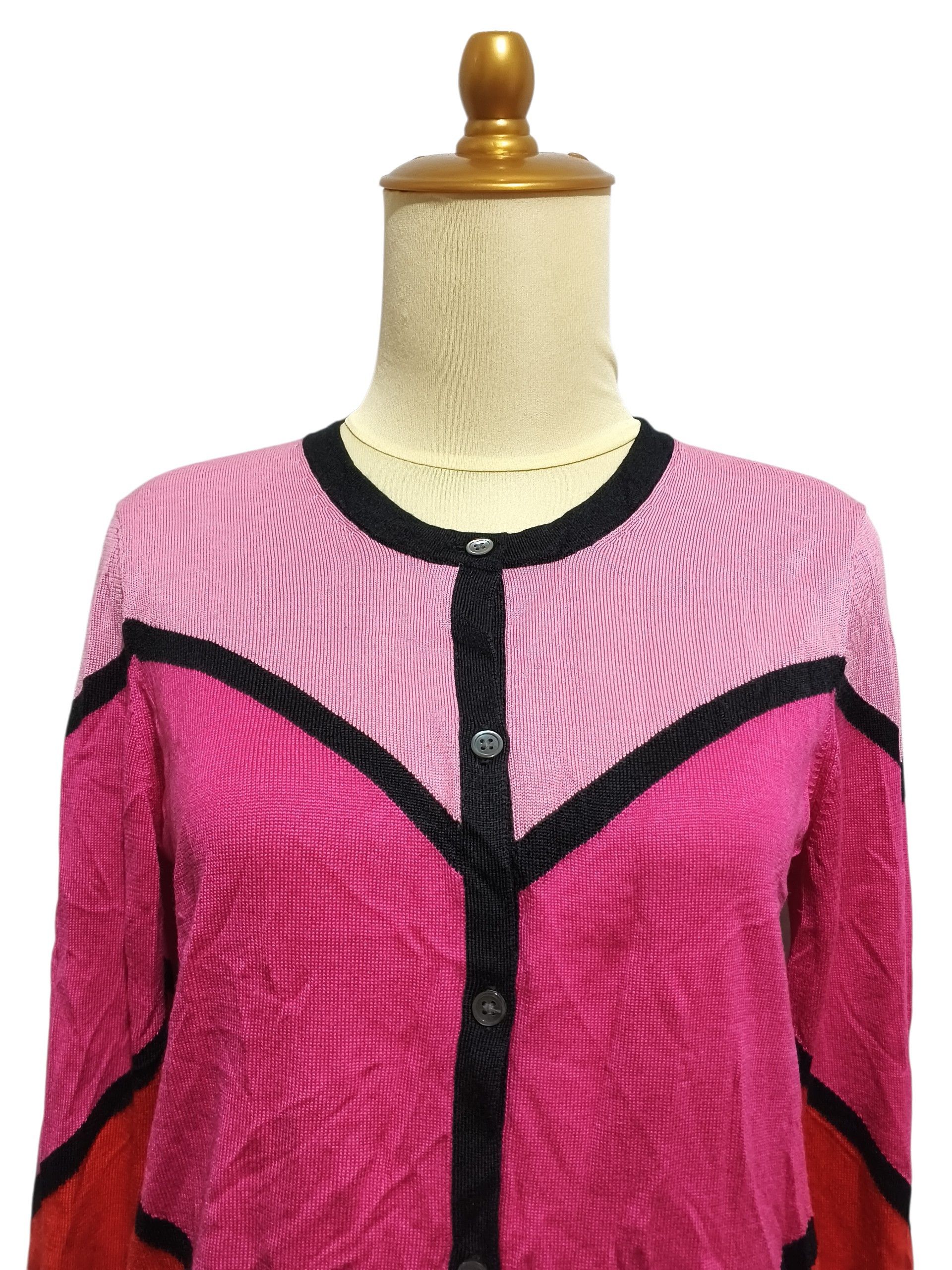 Carolina Herrera Carolina Herrera Y2K Silk Cashmere Color Block Cardigan Size M / US 6-8 / IT 42-44 - 2 Thumbnail