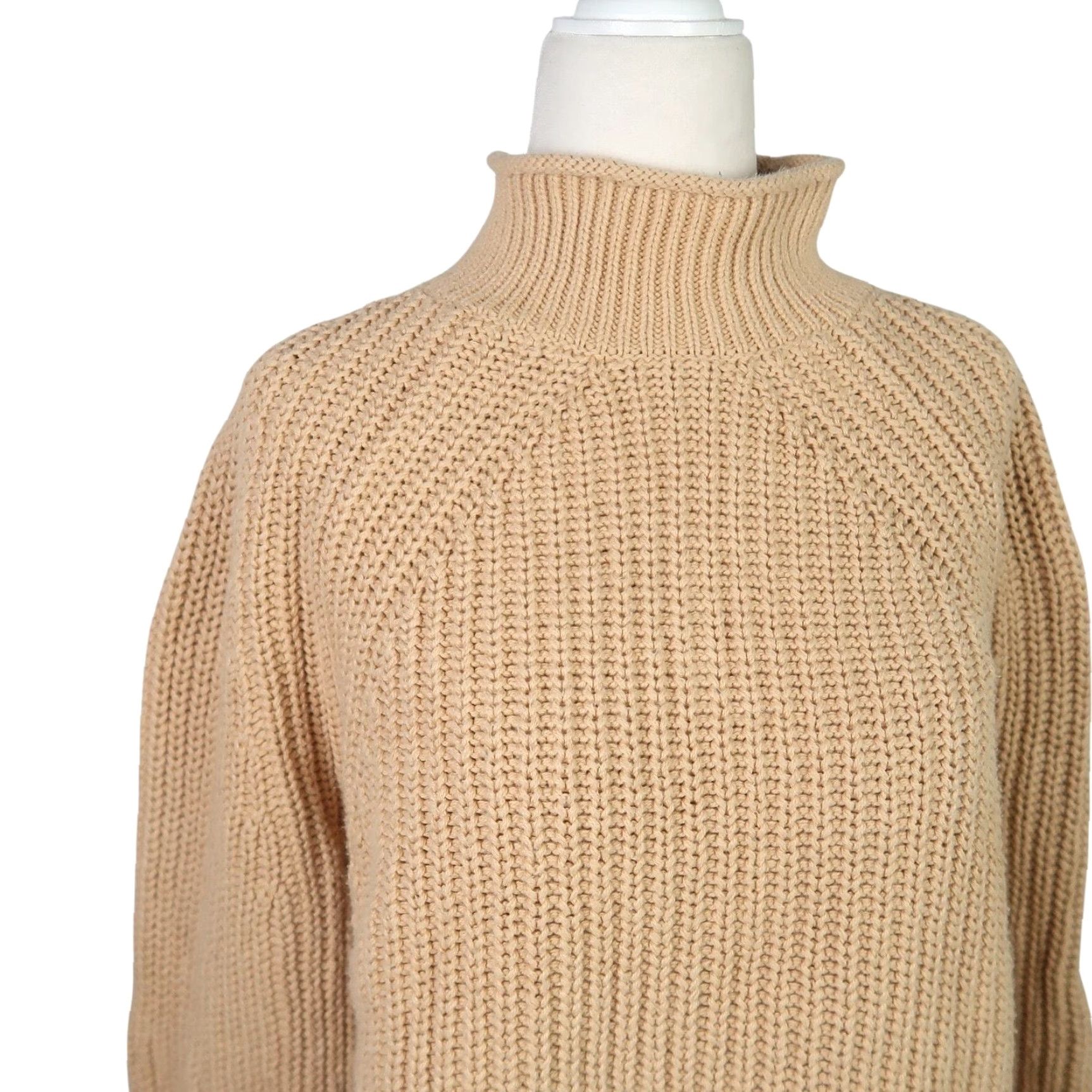 J.Crew J. Crew Sweater Shirt Womens Small Tan Cotton Mock Neck Chunky Knit Pullover Casual 100% Cotton Women’s Small Tan Mock Neck Knit Sweatshirt Size S / US 4 / IT 40 - 2 Thumbnail