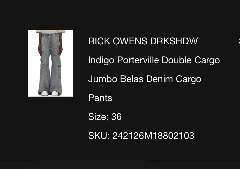 Rick Owens × Rick Owens Drkshdw Rick Owen’s bela cargos porterville Size US 36 / EU 52 - 6 Thumbnail