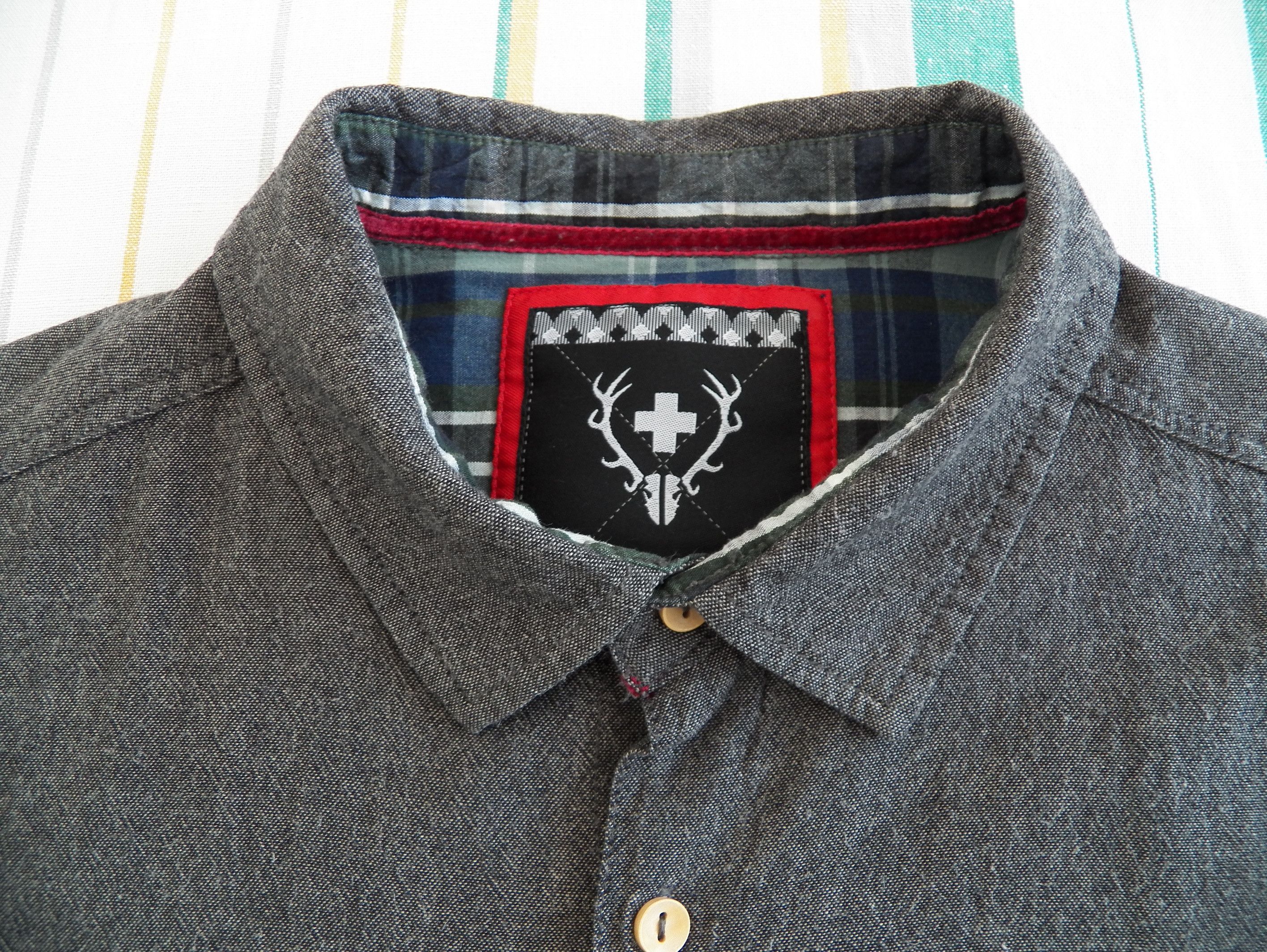 Flannel Alprausch Mens Shirt dark grey brushed oxford cotton Size US M / EU 48-50 / 2 - 3 Thumbnail
