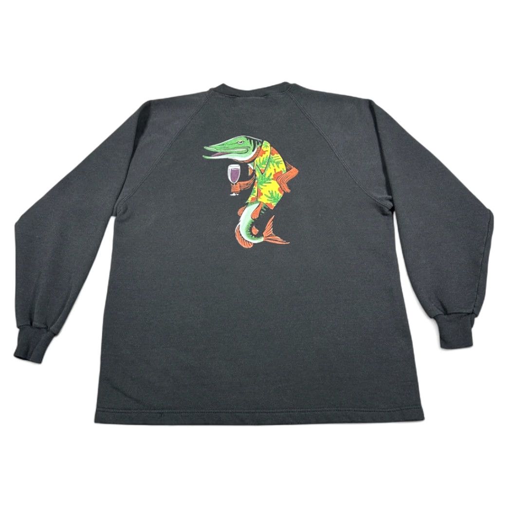 Lee VINTAGE Hook Stone Winery Sweatshirt Lee Adult MEDIUM Black Raglan 90s Crew Neck Pullover/Graphic Print/Graphic Print 90s Men’s Size US M / EU 48-50 / 2 - 2 Thumbnail