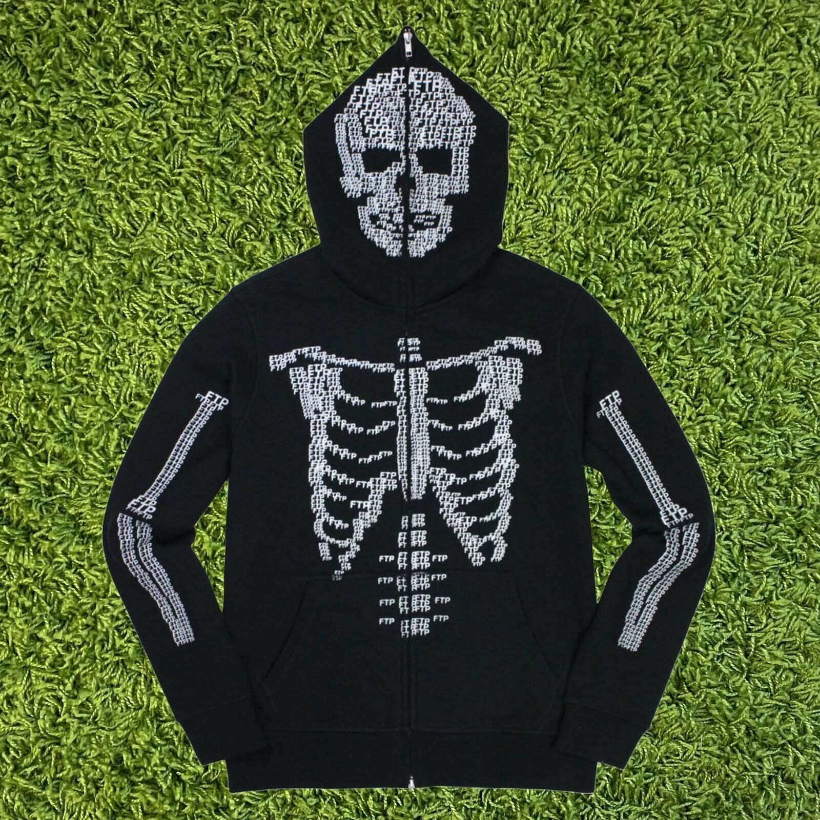 image of Fuck The Population Ftp Skeleton Full Zip Hoodie Black (2021) Size Xxl in Black/White, Men's