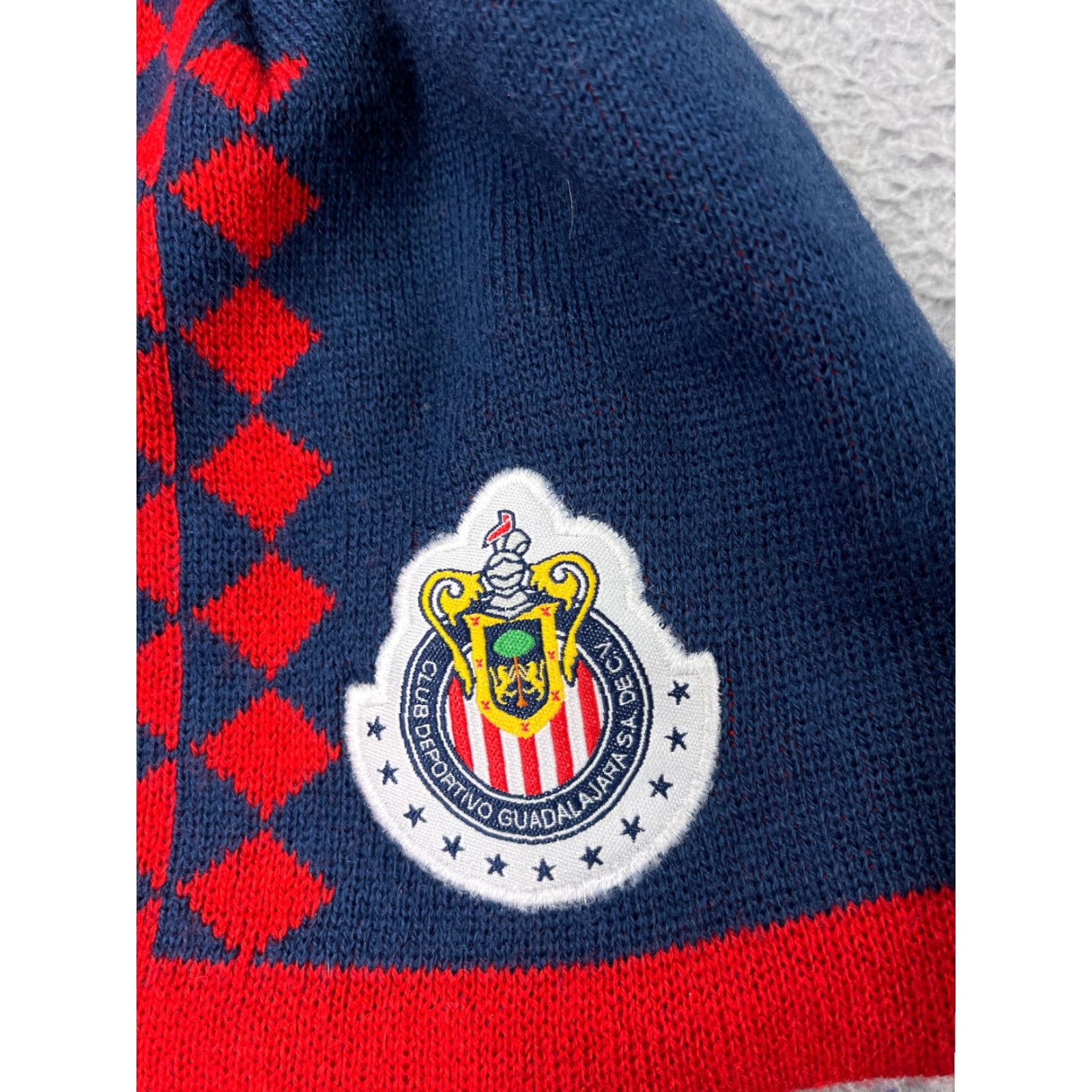 Vintage C.D. Guadalajara Beanie Toque Adult One Size Red Argyle Acrylic Futbol Hat/Cap Men's Beanie Soccer Theme Ski Logo Varsity 90s? Size ONE SIZE - 2 Thumbnail