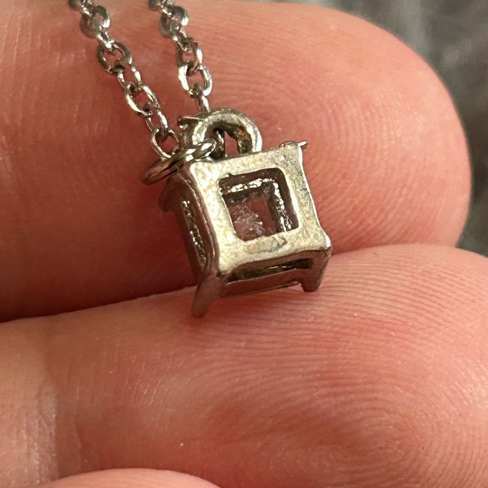Vintage Vintage square cut cz stone stainless steel chain necklace Size ONE SIZE - 7 Thumbnail