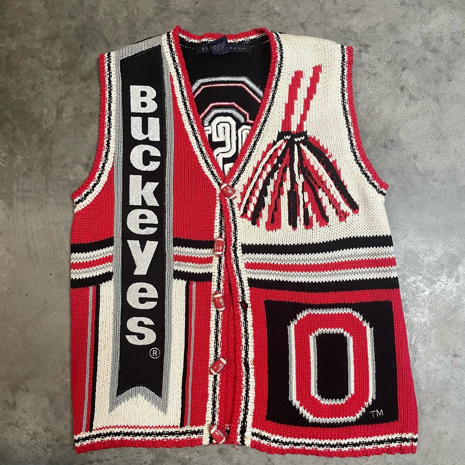 image of Vintage Ohio State Buckeyes Football Vest in Black, Men's (Size Medium)