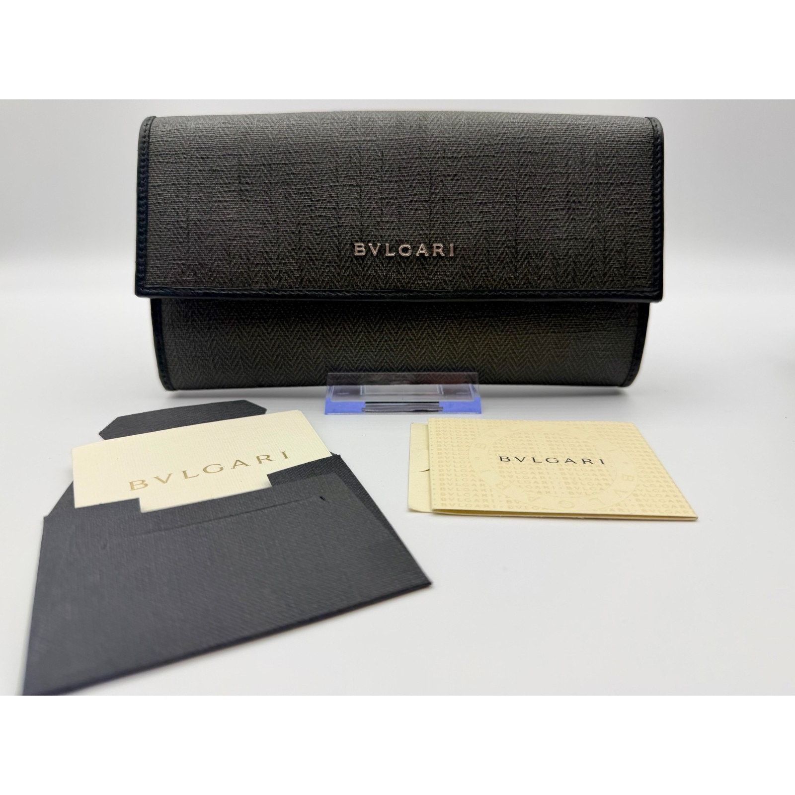 Bvlgari BVLGARI Weekend Long Wallet Gray Chevron MINT COND Size ONE SIZE - 1 Thumbnail