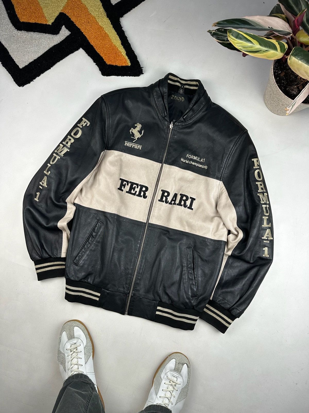 Other FERRARI RACING LEATHER JACKET BOMBER FIT Size US XL / EU 56 / 4 - 1 Thumbnail