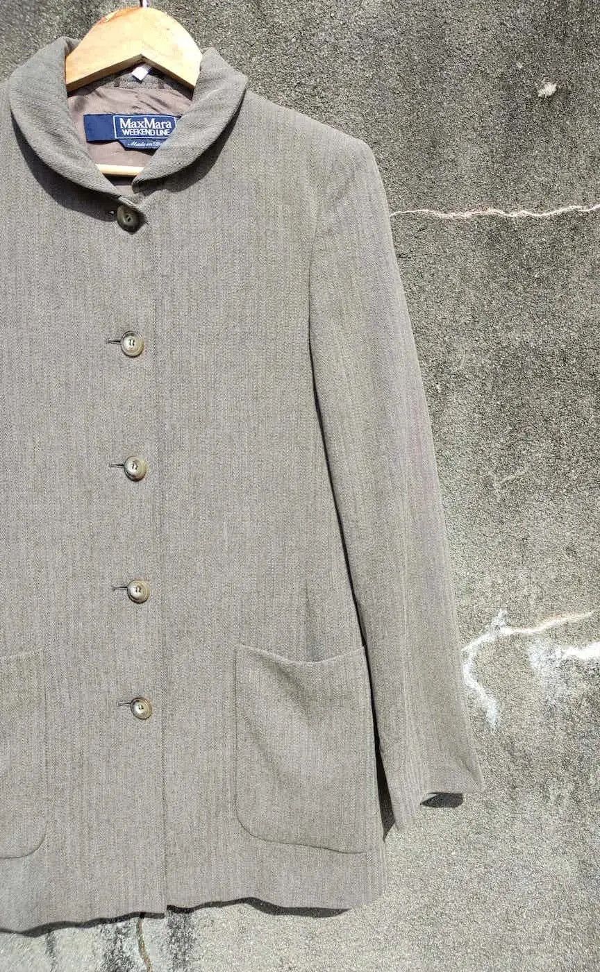 Designer × Max Mara MaxMara Weekend Line Wool Blend Collarless Blazer Size M / US 6-8 / IT 42-44 - 3 Thumbnail