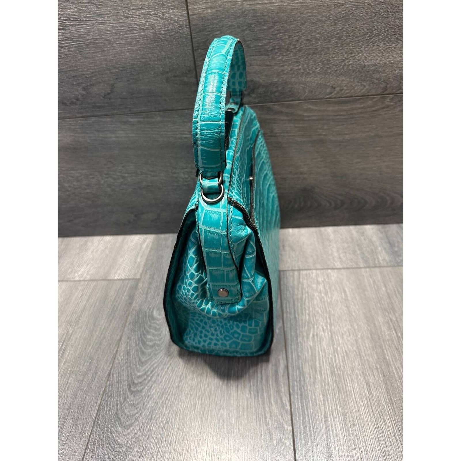 Patricia Nash Patricia Nash Leather Croc Embossed Frame green bag A386257 Size ONE SIZE - 5 Thumbnail