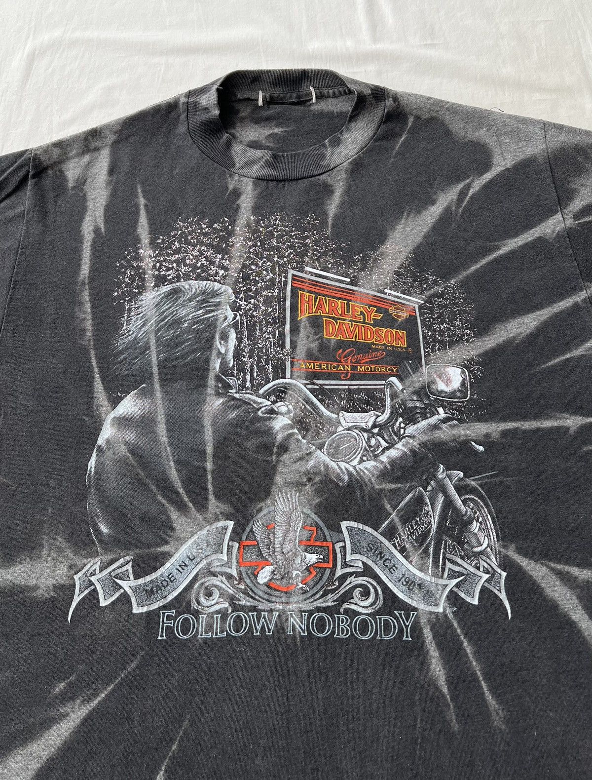 Harley Davidson Vintage 80s Harley Davidson Follow Nobody Tie Dye T-shirt Size US M / EU 48-50 / 2 - 4 Thumbnail