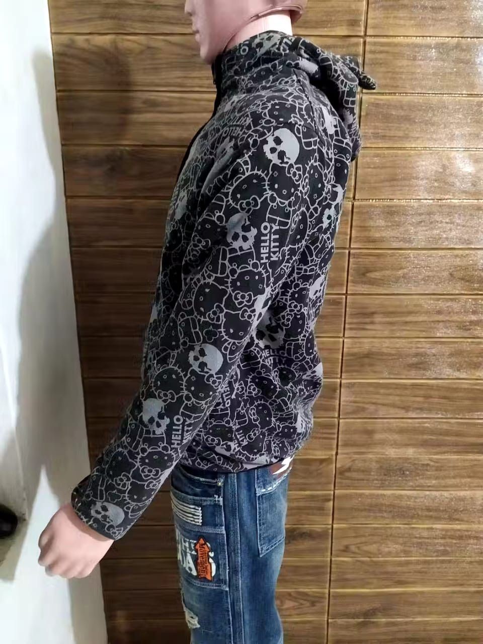 Anime Rare Hello Kitty Horn Bunny Devil Fullprint Skull Zip hoodie Size US L / EU 52-54 / 3 - 4 Thumbnail