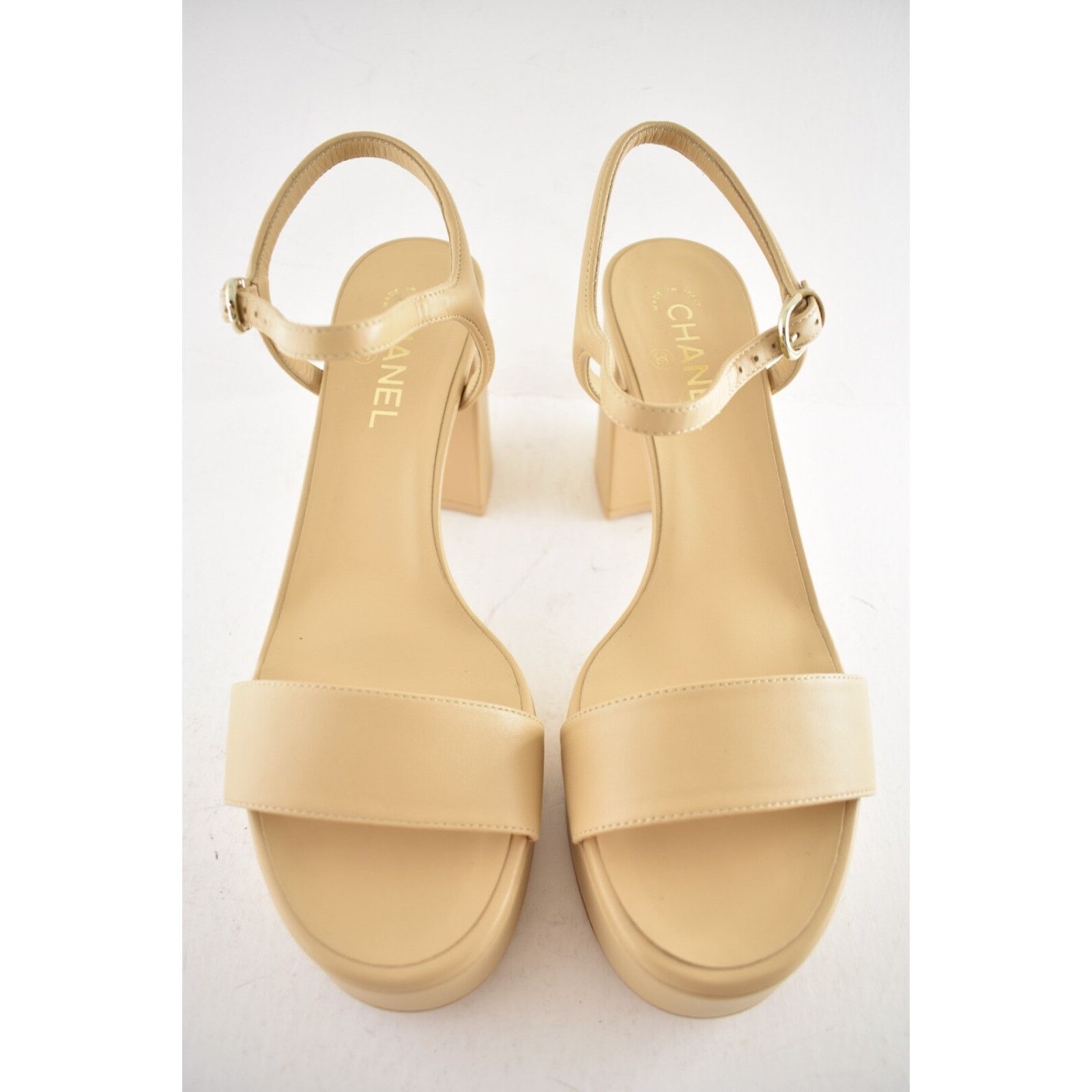 Chanel Chanel 24C Beige Nude Lambskin Leather Platform Ankle Size US 12 / IT 42 - 5 Thumbnail