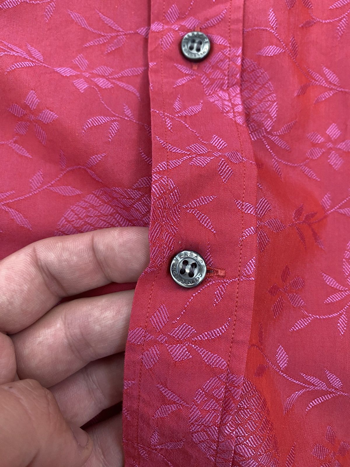 Versace × Vintage Versace Collection Red Jacquard ShirtPineapple 15 3/4 40 M-L Size US M / EU 48-50 / 2 - 4 Thumbnail