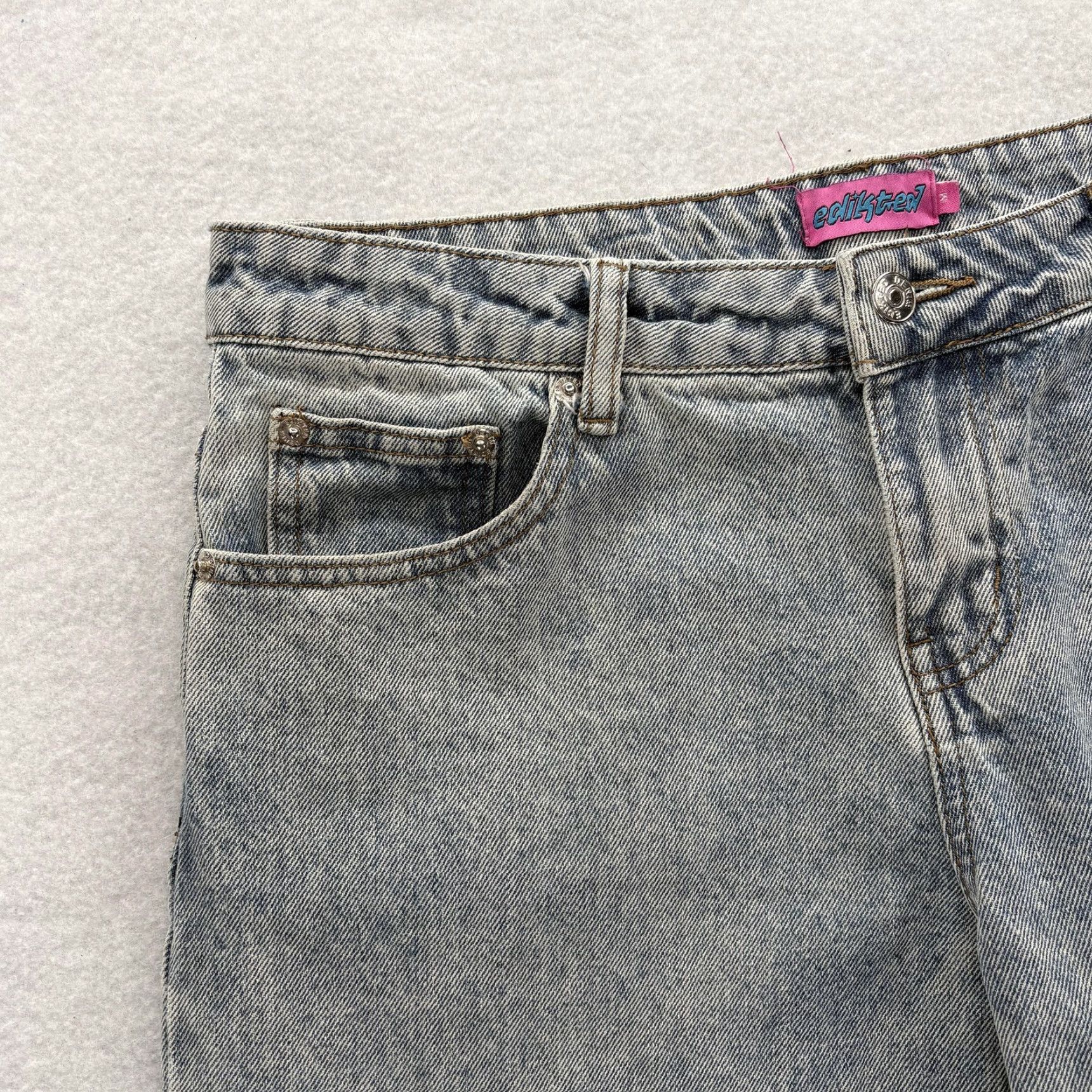 Vintage Edikted Jeans Womens Medium Light Wash Gray High Rise Wide Leg Y2K Skater Jeans Size 32" / US 10 / IT 46 - 3 Thumbnail