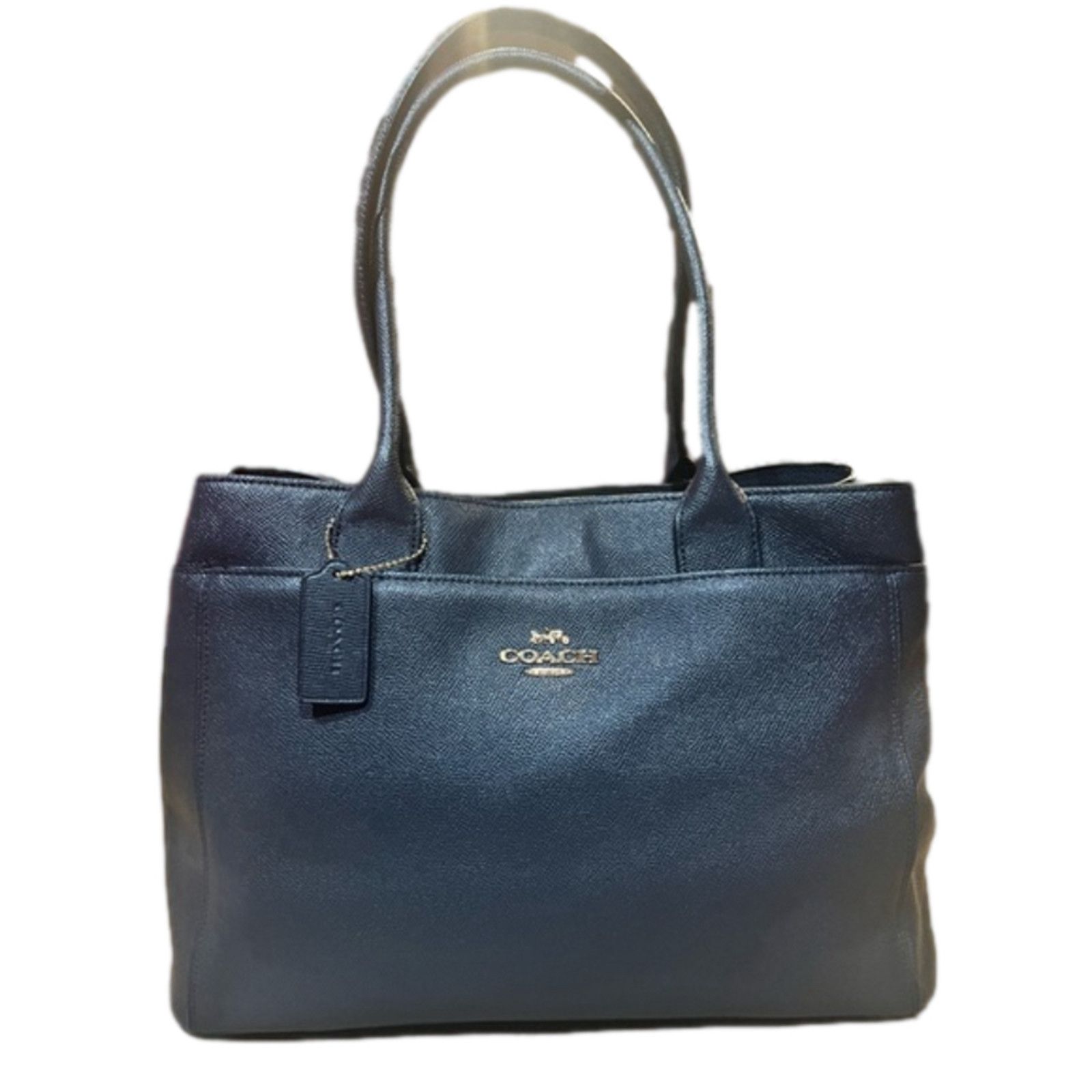 image of Coach Casey Tote Crossgrain Leather Handbag Black, Women's