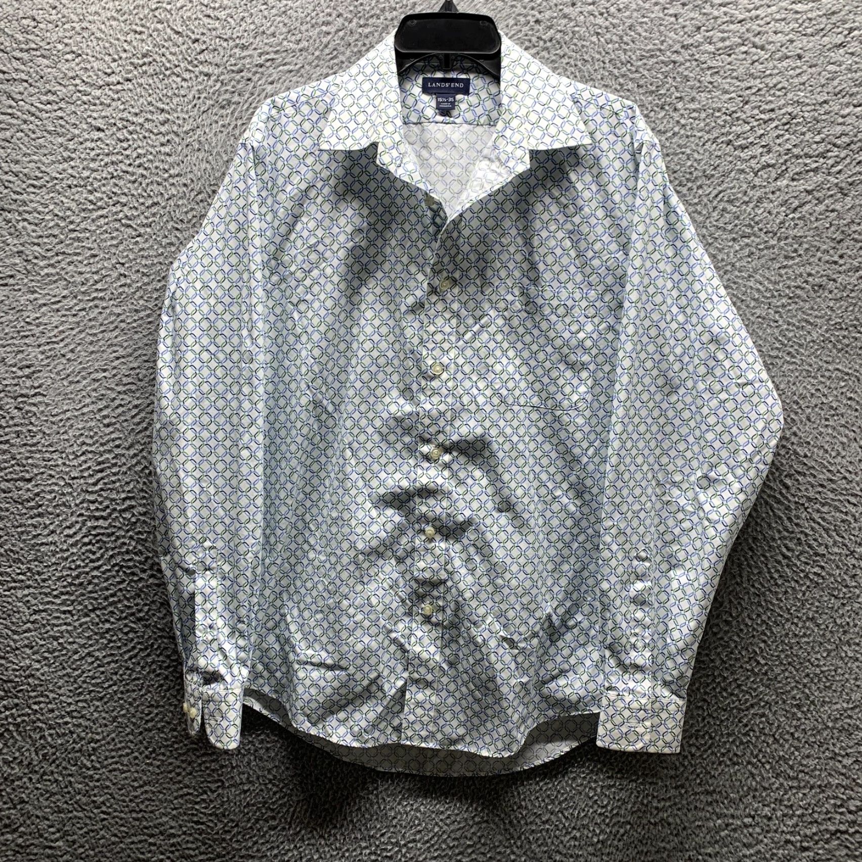 Lands' End VINTAGE Lands' End Shirt Mens Button-Up Collar Diamond Argyle 15.5 Medium White Cotton Long Sleeve Size US L / EU 52-54 / 3 - 2 Thumbnail