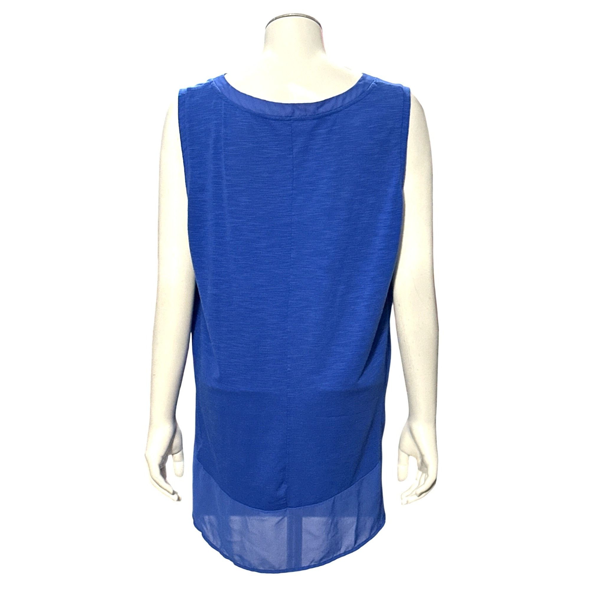 Other Adrienne Vittadini Royal Blue Tunic Top Sheer Chiffon Back Size L / US 10 / IT 46 - 6 Thumbnail