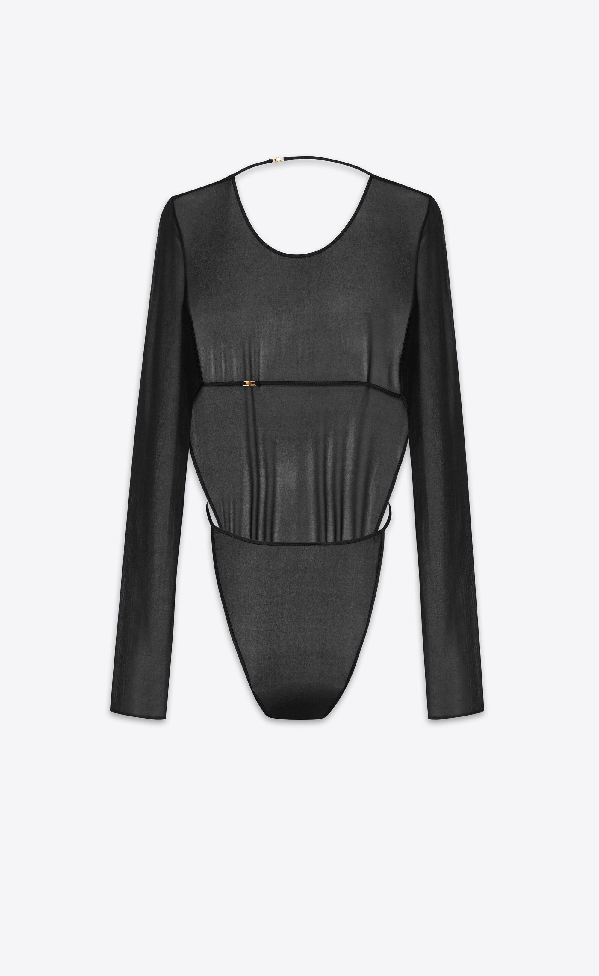 Saint Laurent Paris o1bcso1str0426 Backless Bodysuit in Black Size S / US 4 / IT 40 - 2 Thumbnail