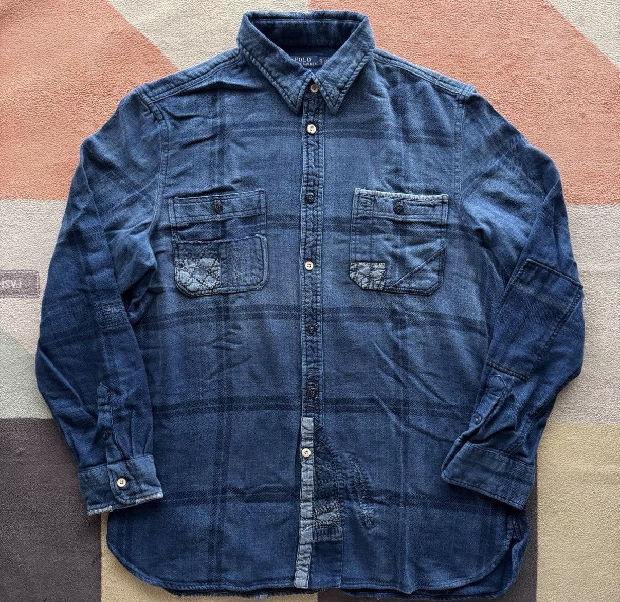 Polo Ralph Lauren Ralph Lauren Polo RL Indigo Sashiko Patch Shirt K22 Size US XL / EU 56 / 4 - 1 Thumbnail