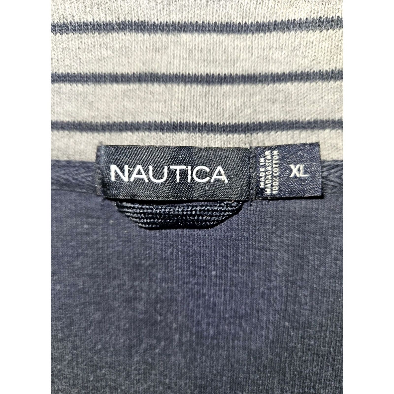Nautica Nautica Pullover Shirt Men XL Navy Blue Mock Neck 1/4 Zip Logo Embroidered Outdoor Knit Sweater Size US XL / EU 56 / 4 - 2 Thumbnail