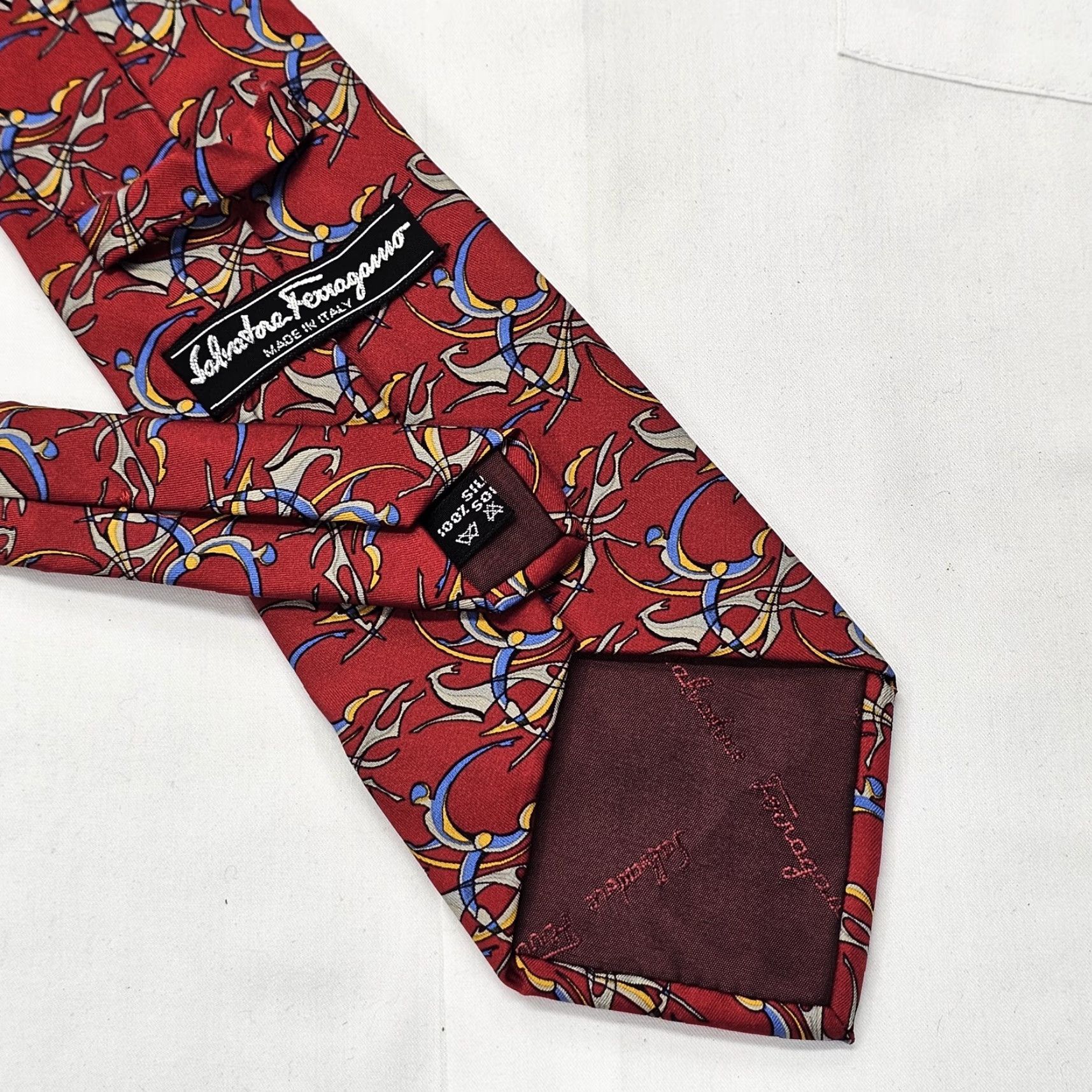 Salvatore Ferragamo Salvatore Ferragamo Tie Mens Red Renaissance Archer Running Dog Luxury Size ONE SIZE - 4 Thumbnail