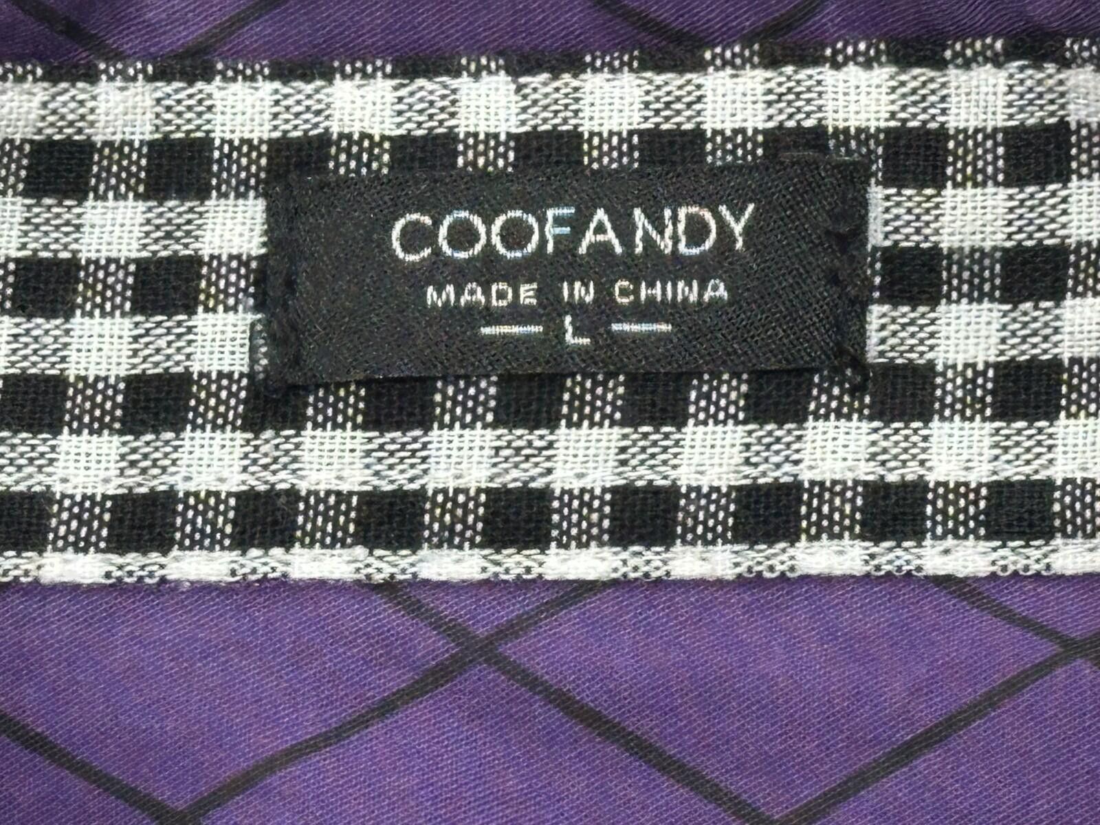 Other Coofandy Cotton/Poly Diamond Check Button Up Purple Mens L Size US L / EU 52-54 / 3 - 7 Thumbnail