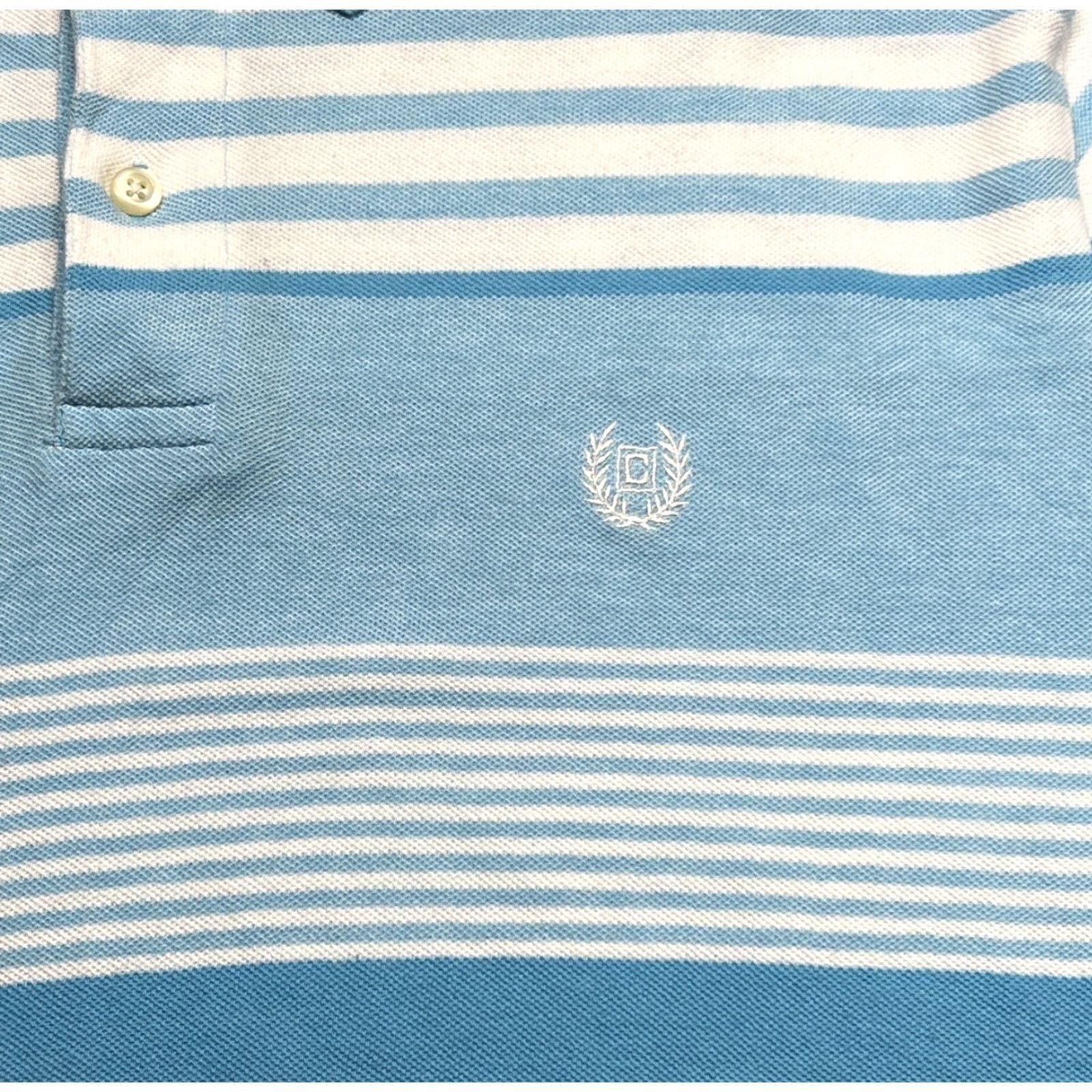 Chaps CHAPS Polo Shirt Mens Large Blue White Striped Collared Cotton Natural Stretch Golf Size US L / EU 52-54 / 3 - 6 Thumbnail