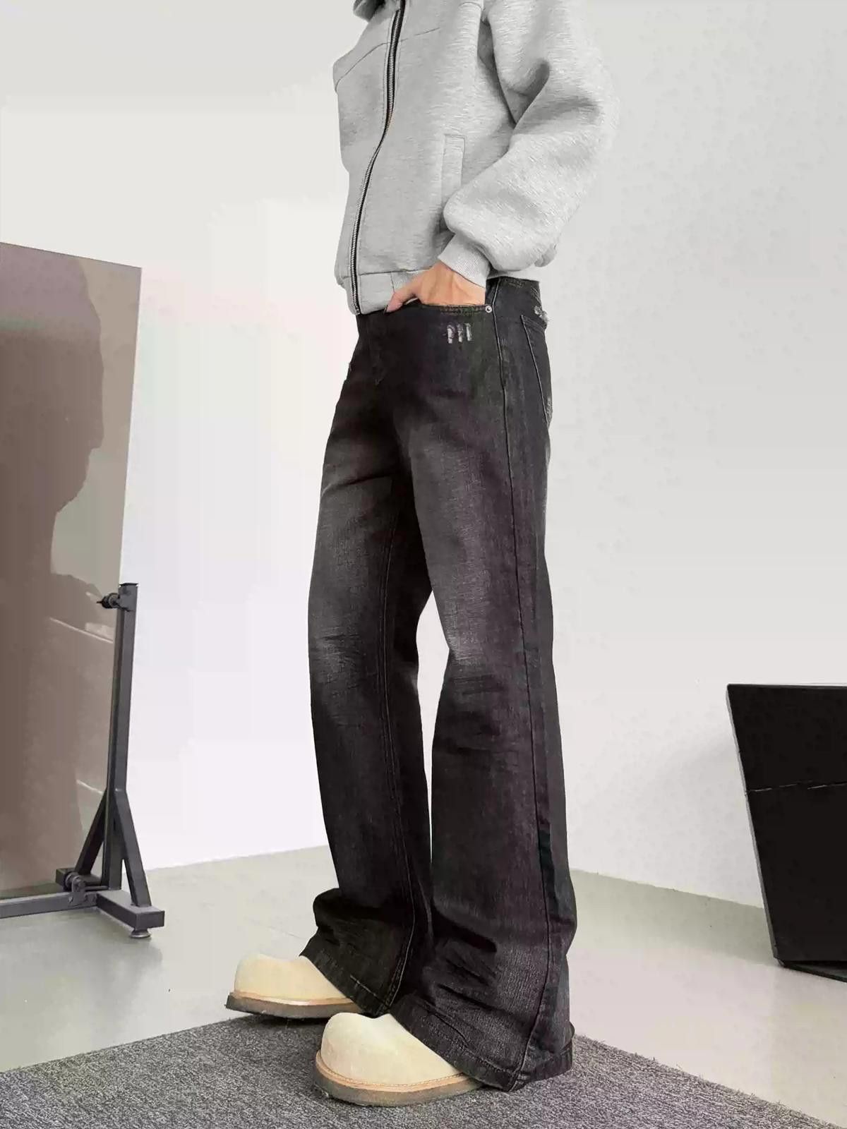 Vintage Black Wide Leg Denim Jeans, Relaxed Fit Jeans Size US 30 / EU 46 - 4 Thumbnail
