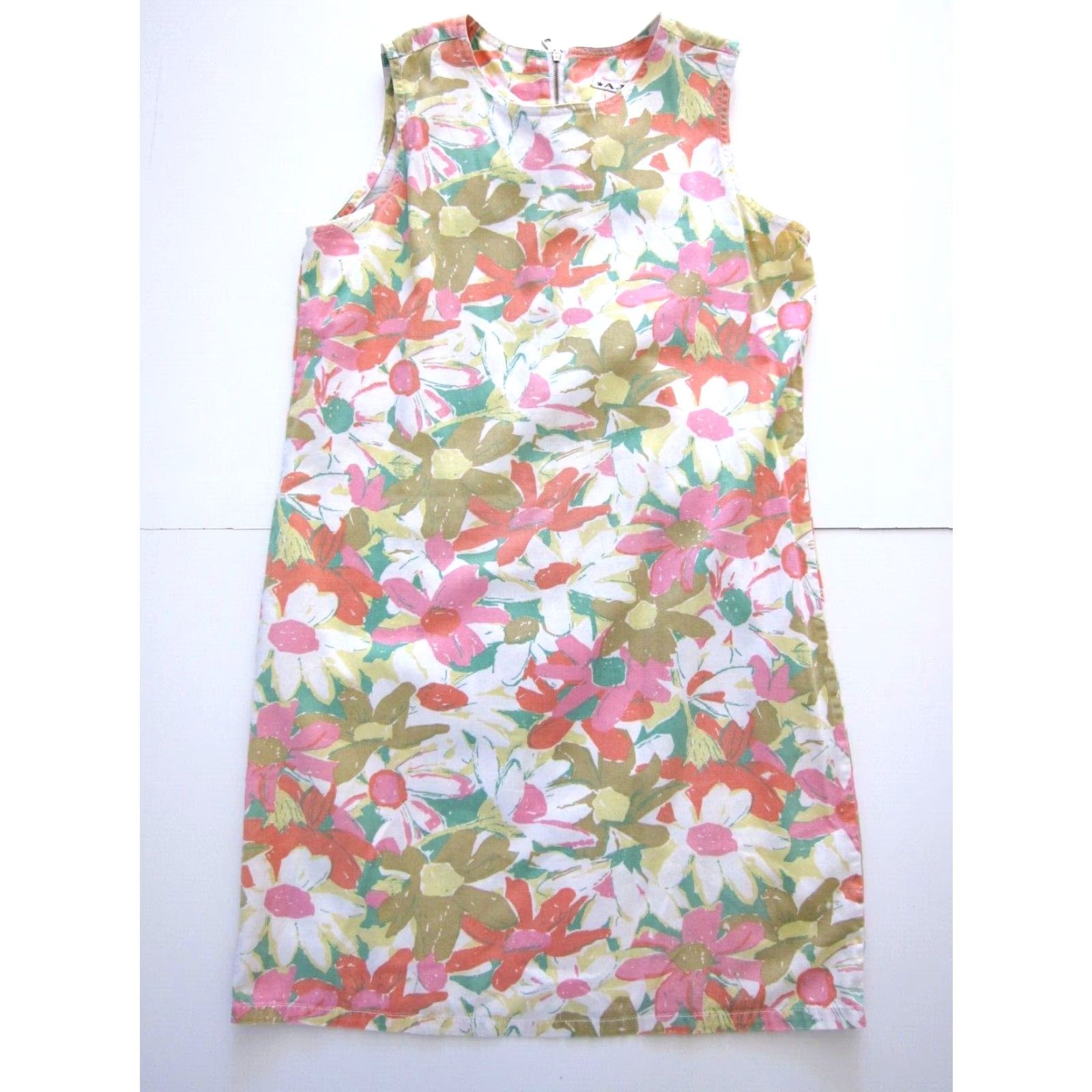 Pinko VINTAGE A.M.I. 100% Cotton Yellow Green Pink Floral Sleeveless Sheath Tank Dress M Dress Size M / US 6-8 / IT 42-44 - 2 Thumbnail