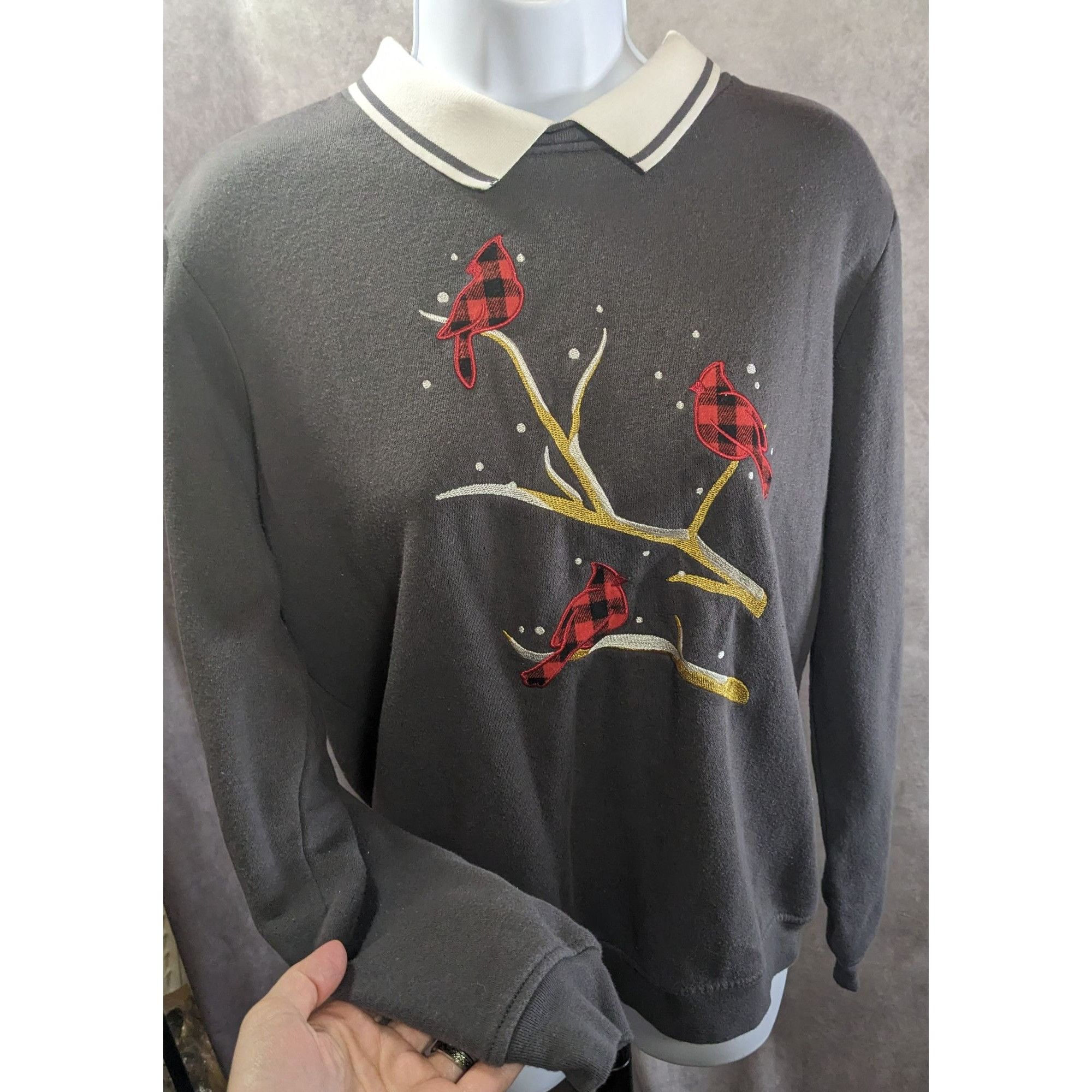 Other Adrian Delafield Vintage Embroidered Cardinal Sweatshirt Wit Size M / US 6-8 / IT 42-44 - 5 Thumbnail