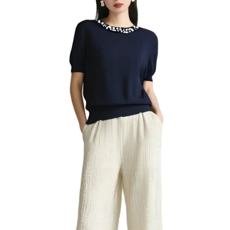 Dior Dior Spring Autumn Navy Cotton Short Sleeve Top 0089 Size XS / US 0-2 / IT 36-38 - 1 Thumbnail